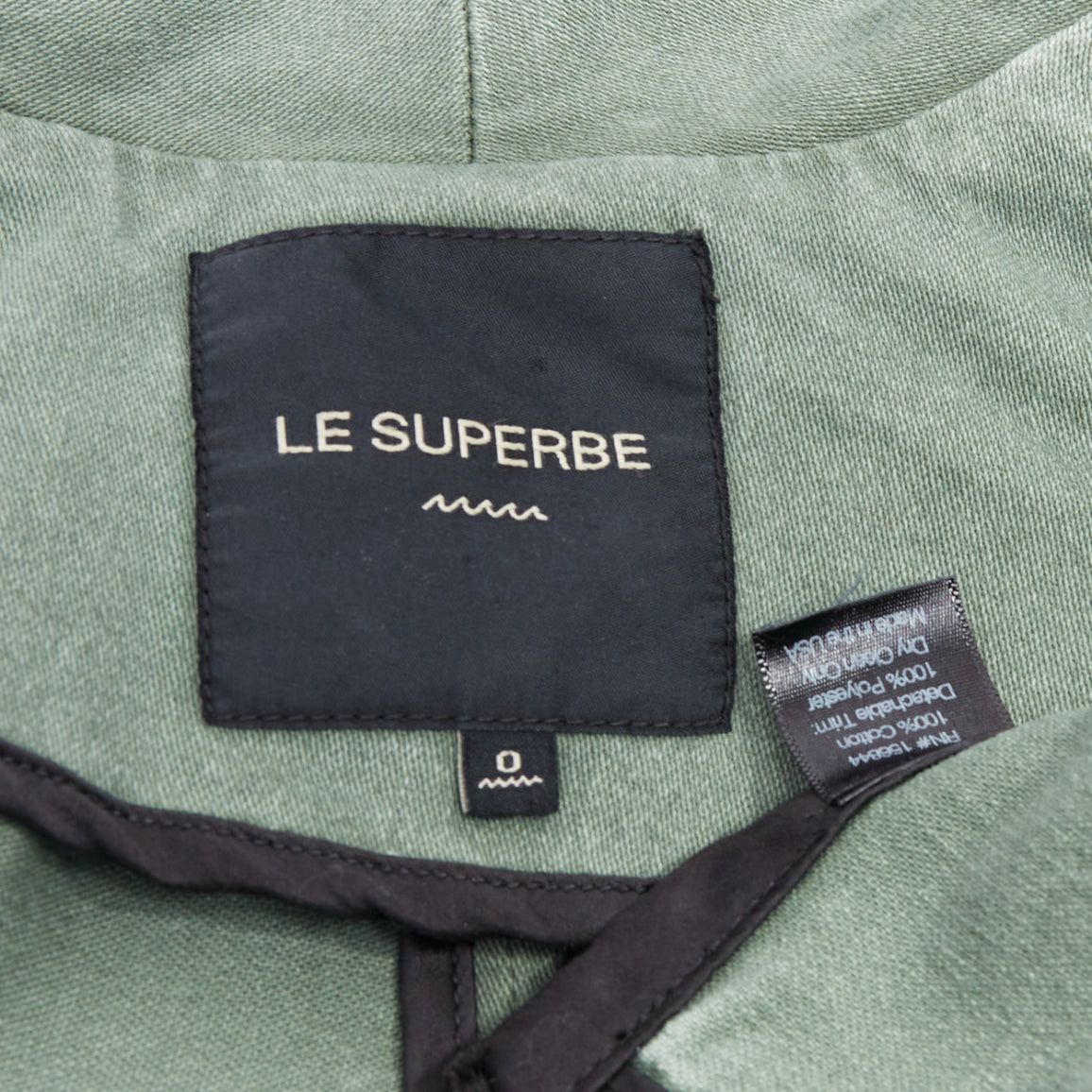 Le Superbe LE SUPERBE green washed cotton black tulle hem tie belt coat US0 XS Size XS / US 0-2 / IT 36-38 - 9 Thumbnail
