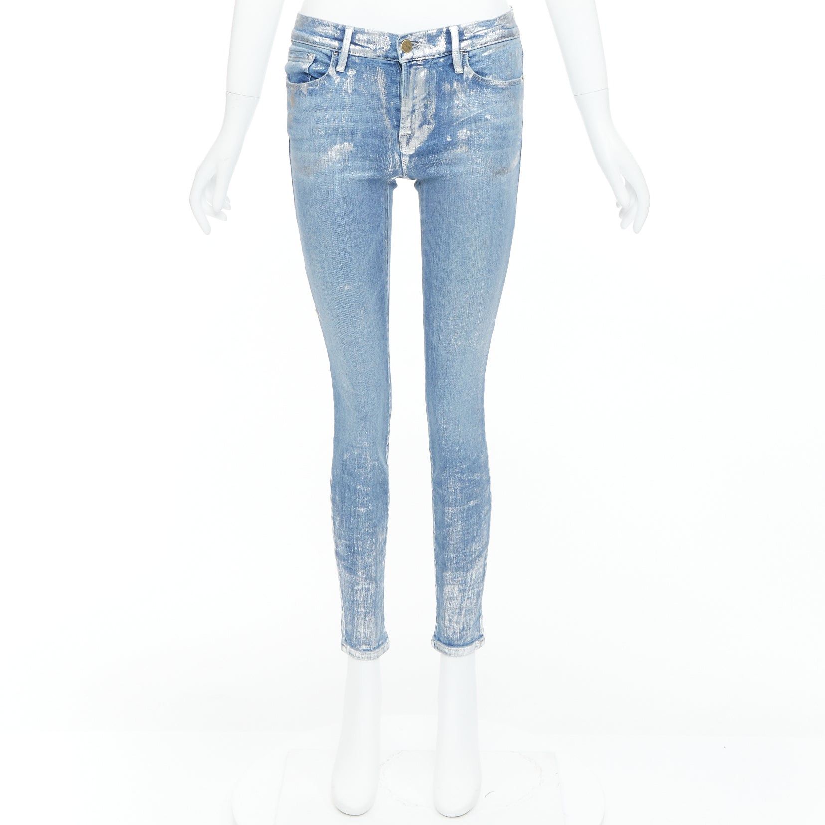 Frame FRAME Le Skinny de Jeanne metallic silver coated blue jeans 25" Size 25" / US 0 / IT 36 - 9 Thumbnail