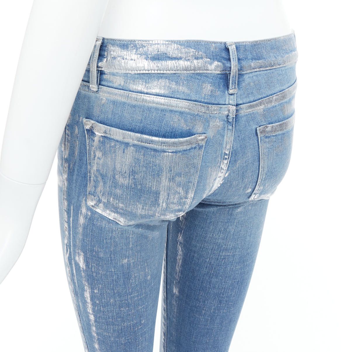 Frame FRAME Le Skinny de Jeanne metallic silver coated blue jeans 25" Size 25" / US 0 / IT 36 - 7 Thumbnail