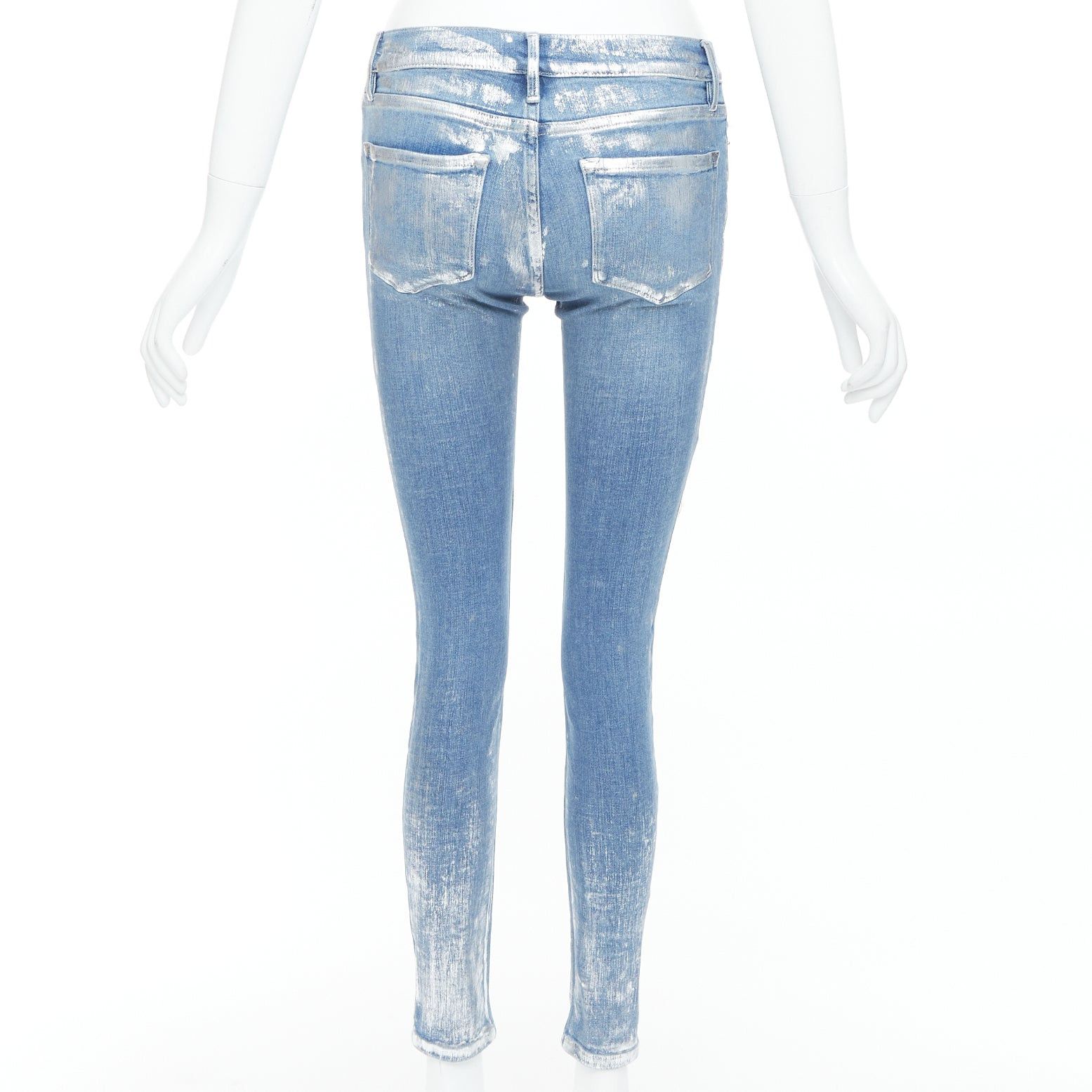 Frame FRAME Le Skinny de Jeanne metallic silver coated blue jeans 25" Size 25" / US 0 / IT 36 - 5 Thumbnail