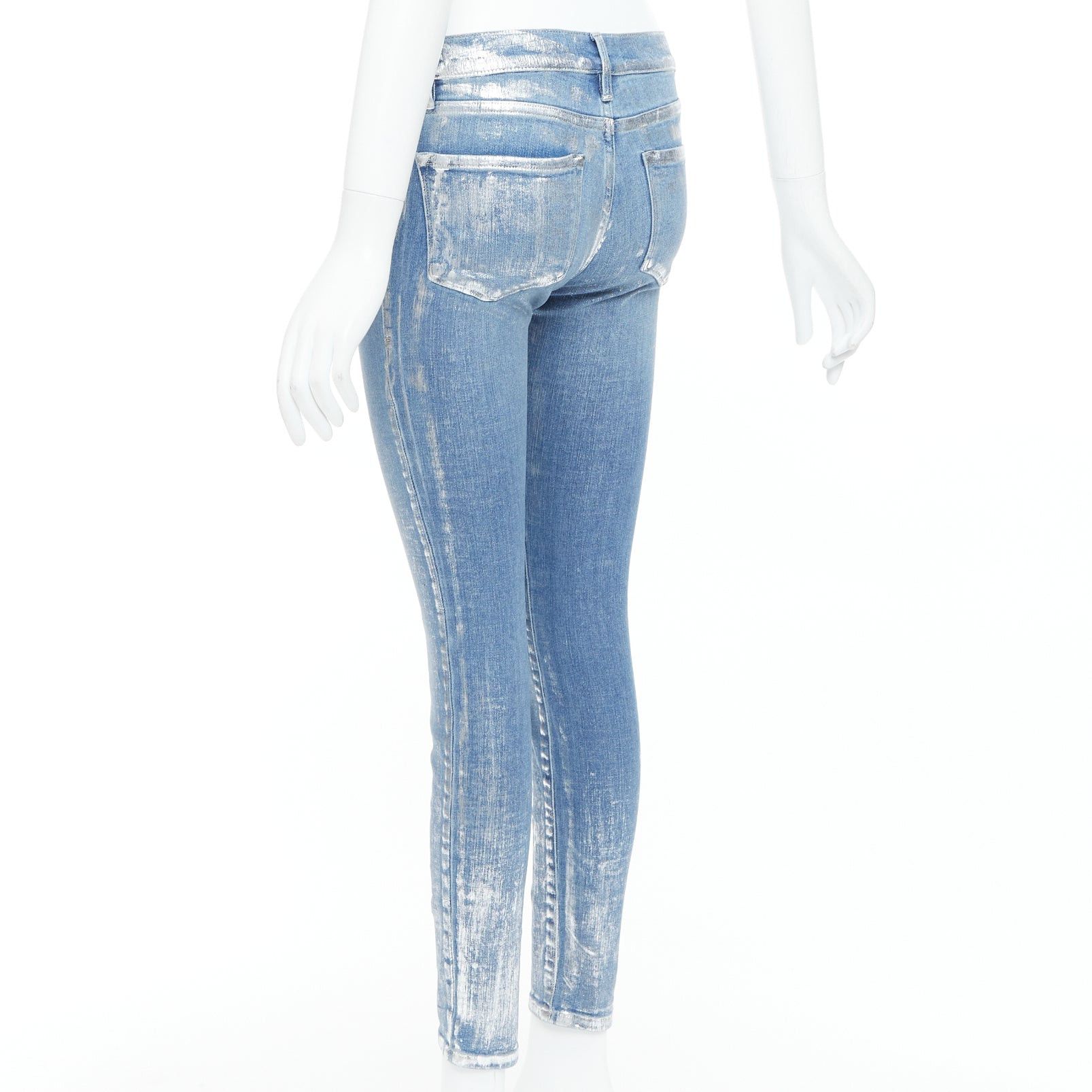 Frame FRAME Le Skinny de Jeanne metallic silver coated blue jeans 25" Size 25" / US 0 / IT 36 - 6 Thumbnail