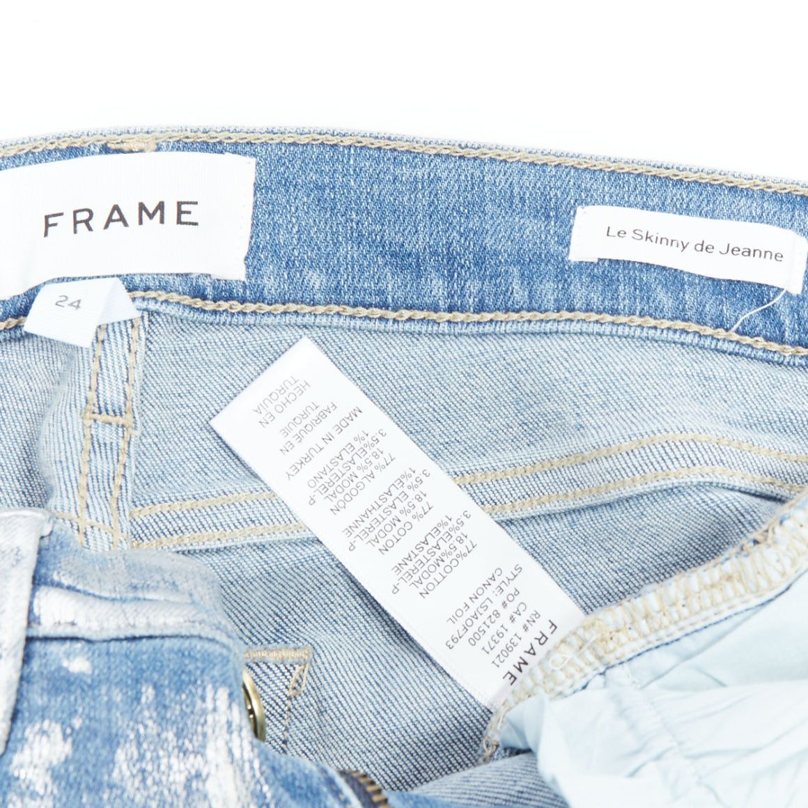 Frame FRAME Le Skinny de Jeanne metallic silver coated blue jeans 25" Size 25" / US 0 / IT 36 - 8 Thumbnail