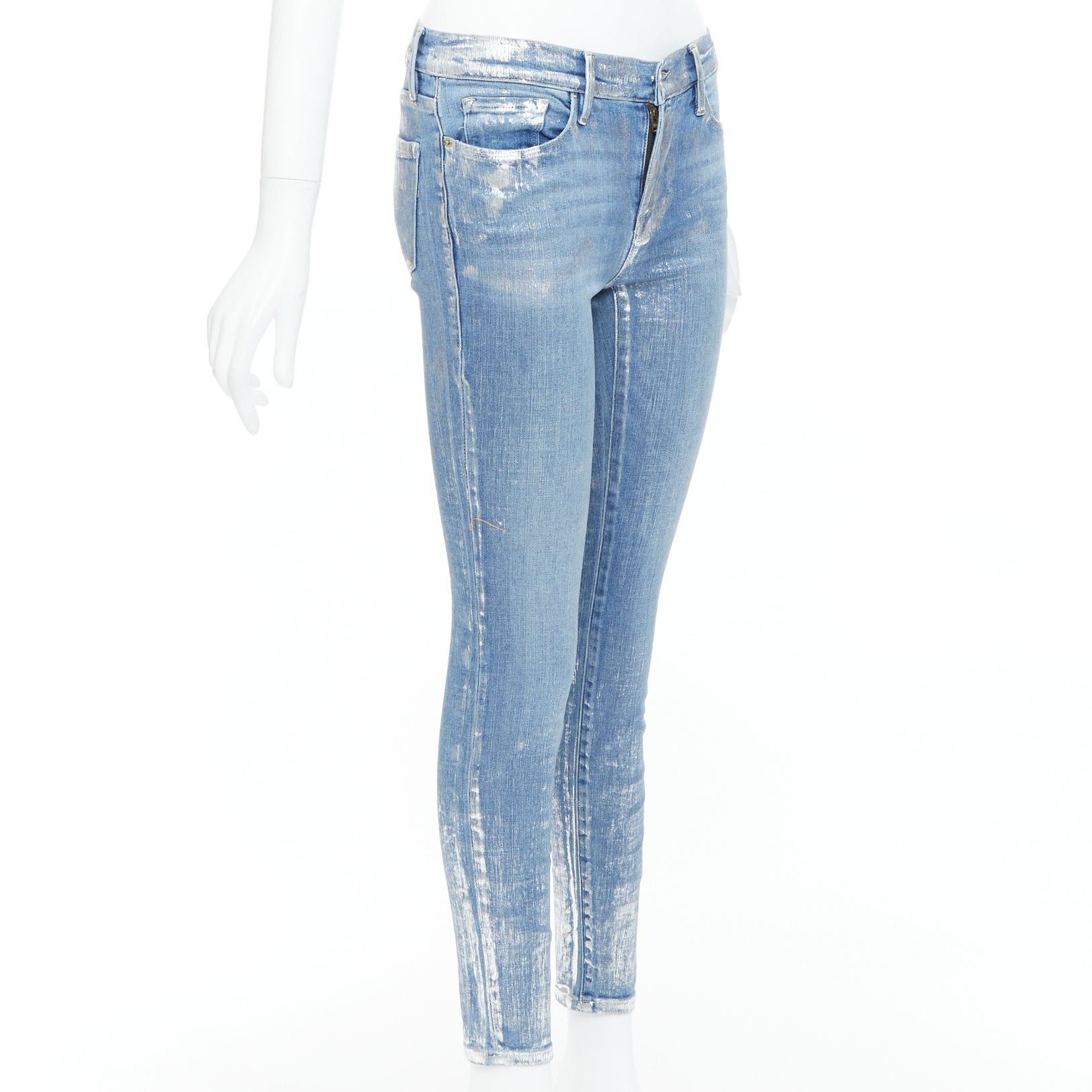 Frame FRAME Le Skinny de Jeanne metallic silver coated blue jeans 25" Size 25" / US 0 / IT 36 - 3 Thumbnail
