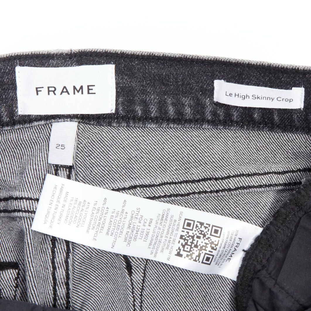 FRAME Le High Skinny Crop metallic silver coated pants 24