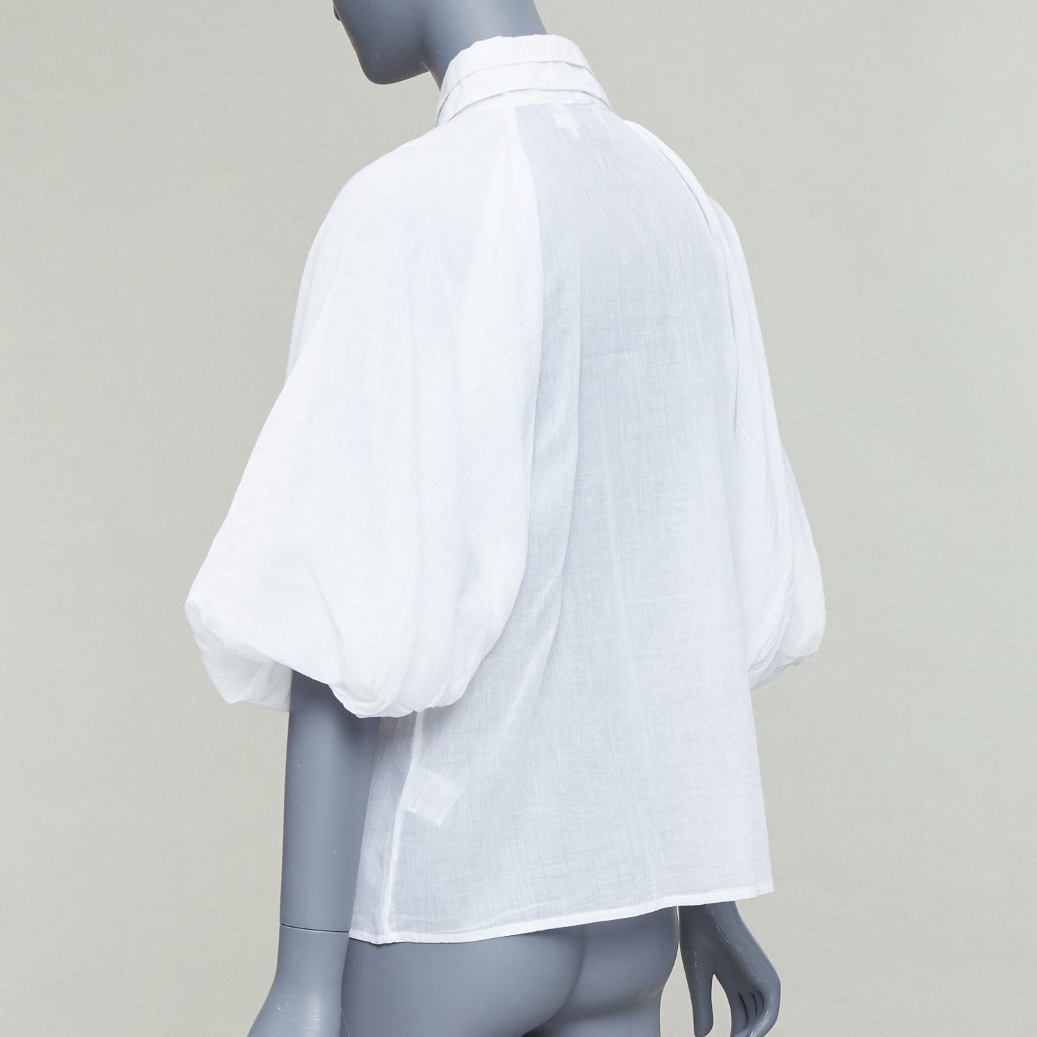 Aje AJE white cotton Victorian puff sleeve double collar shirt UK6 XS Size XS / US 0-2 / IT 36-38 - 6 Thumbnail
