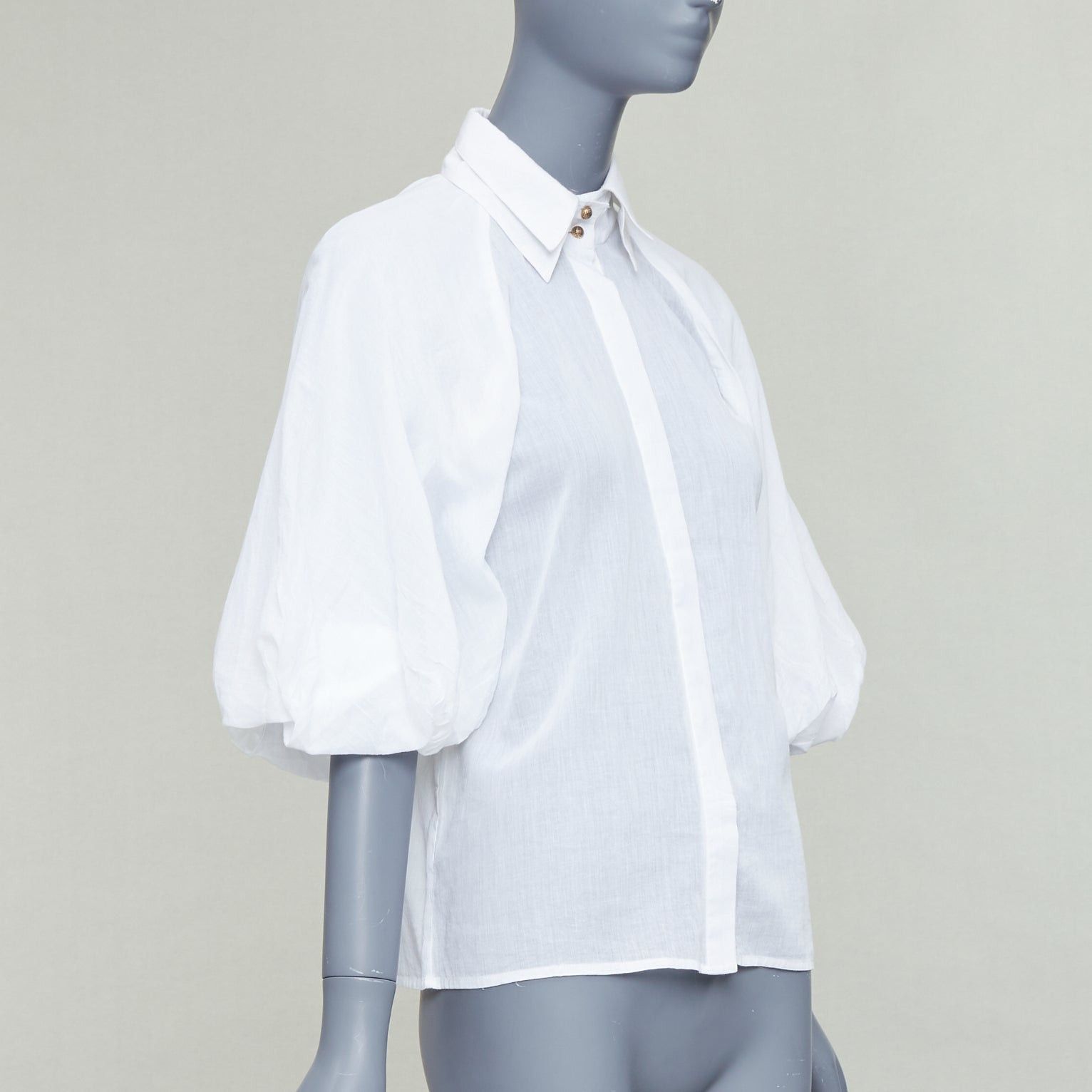 Aje AJE white cotton Victorian puff sleeve double collar shirt UK6 XS Size XS / US 0-2 / IT 36-38 - 3 Thumbnail