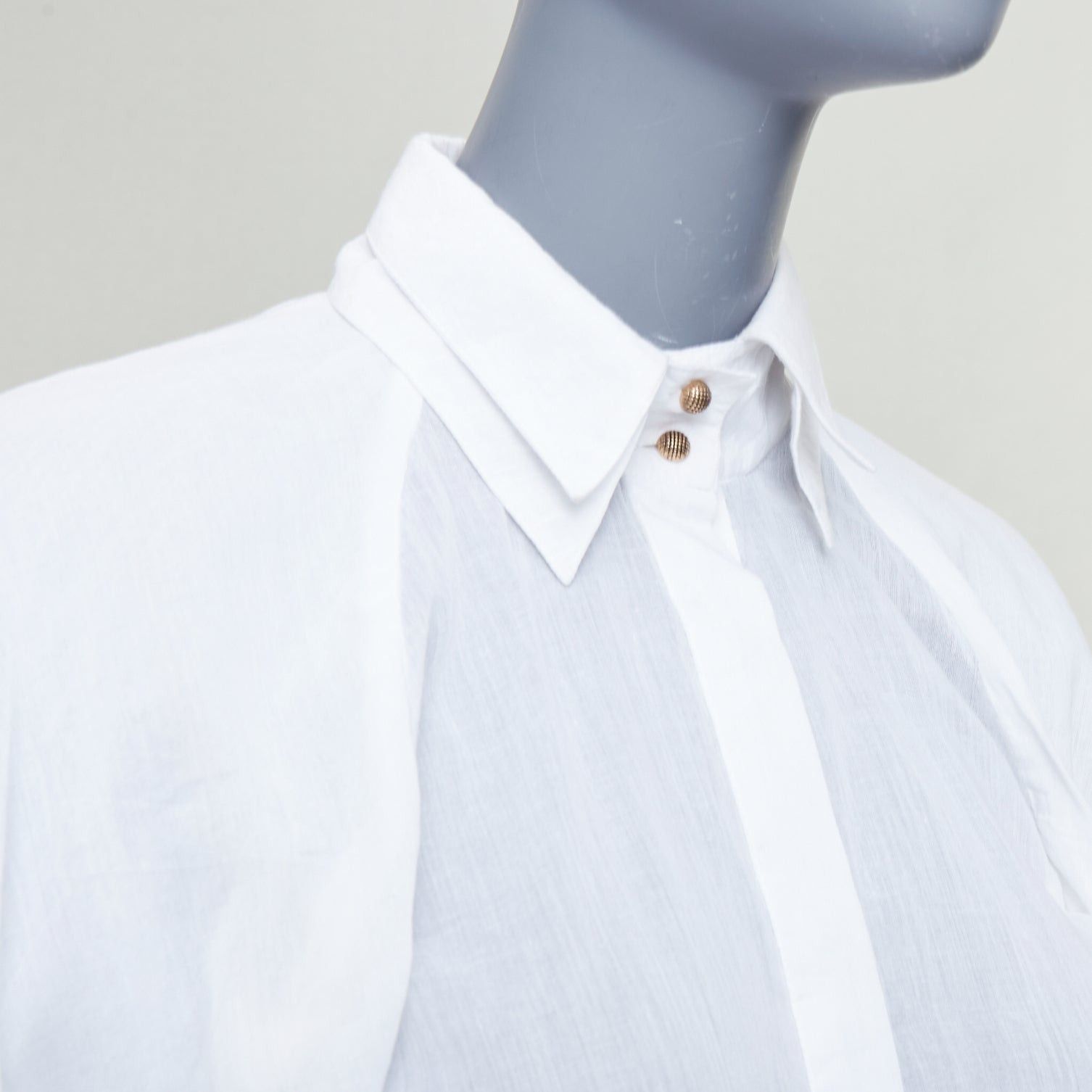 Aje AJE white cotton Victorian puff sleeve double collar shirt UK6 XS Size XS / US 0-2 / IT 36-38 - 2 Thumbnail