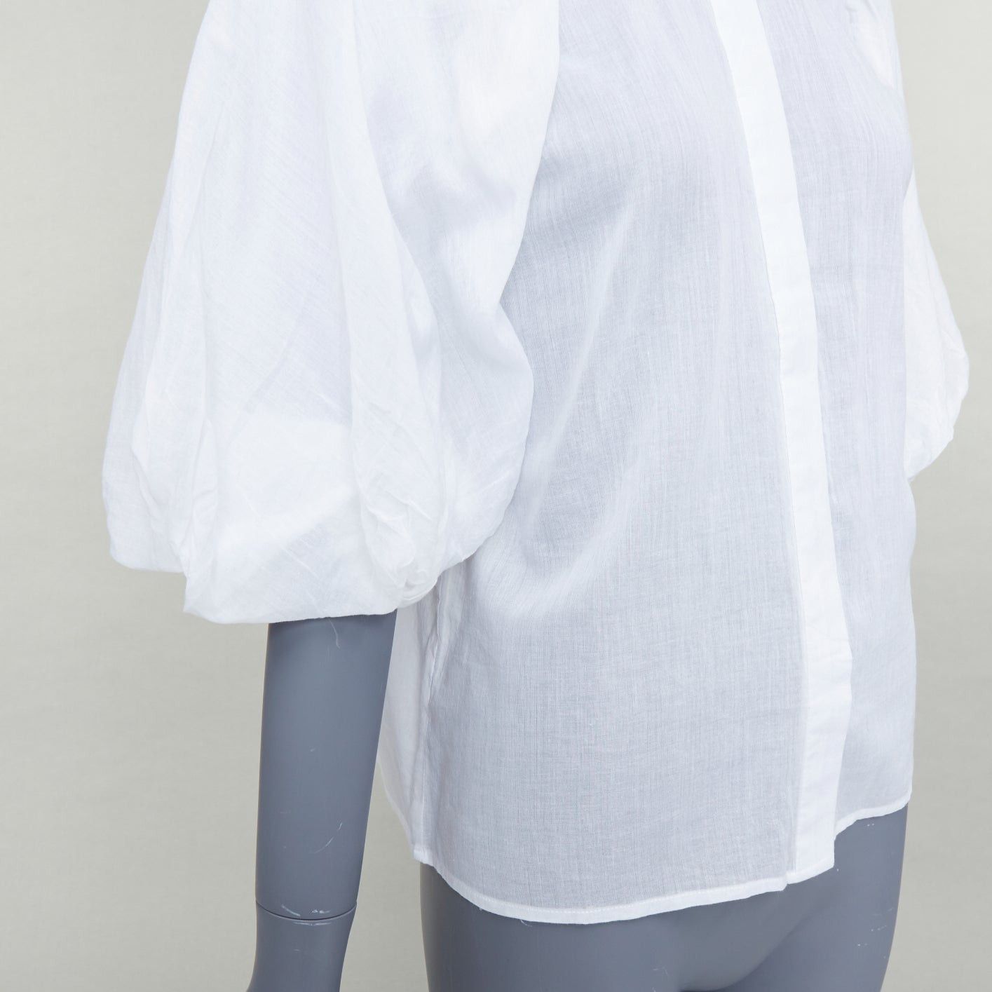 Aje AJE white cotton Victorian puff sleeve double collar shirt UK6 XS Size XS / US 0-2 / IT 36-38 - 7 Thumbnail