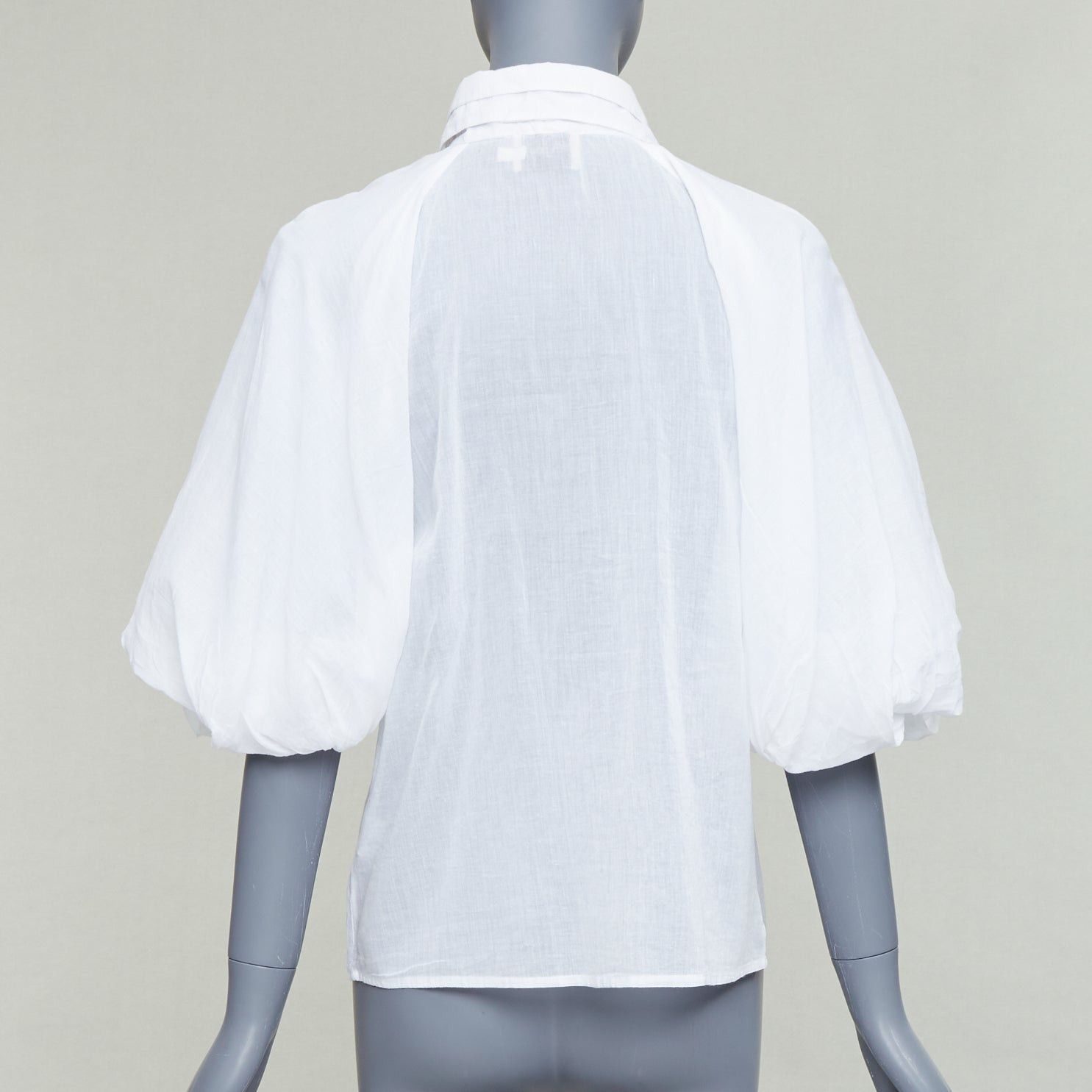 Aje AJE white cotton Victorian puff sleeve double collar shirt UK6 XS Size XS / US 0-2 / IT 36-38 - 5 Thumbnail