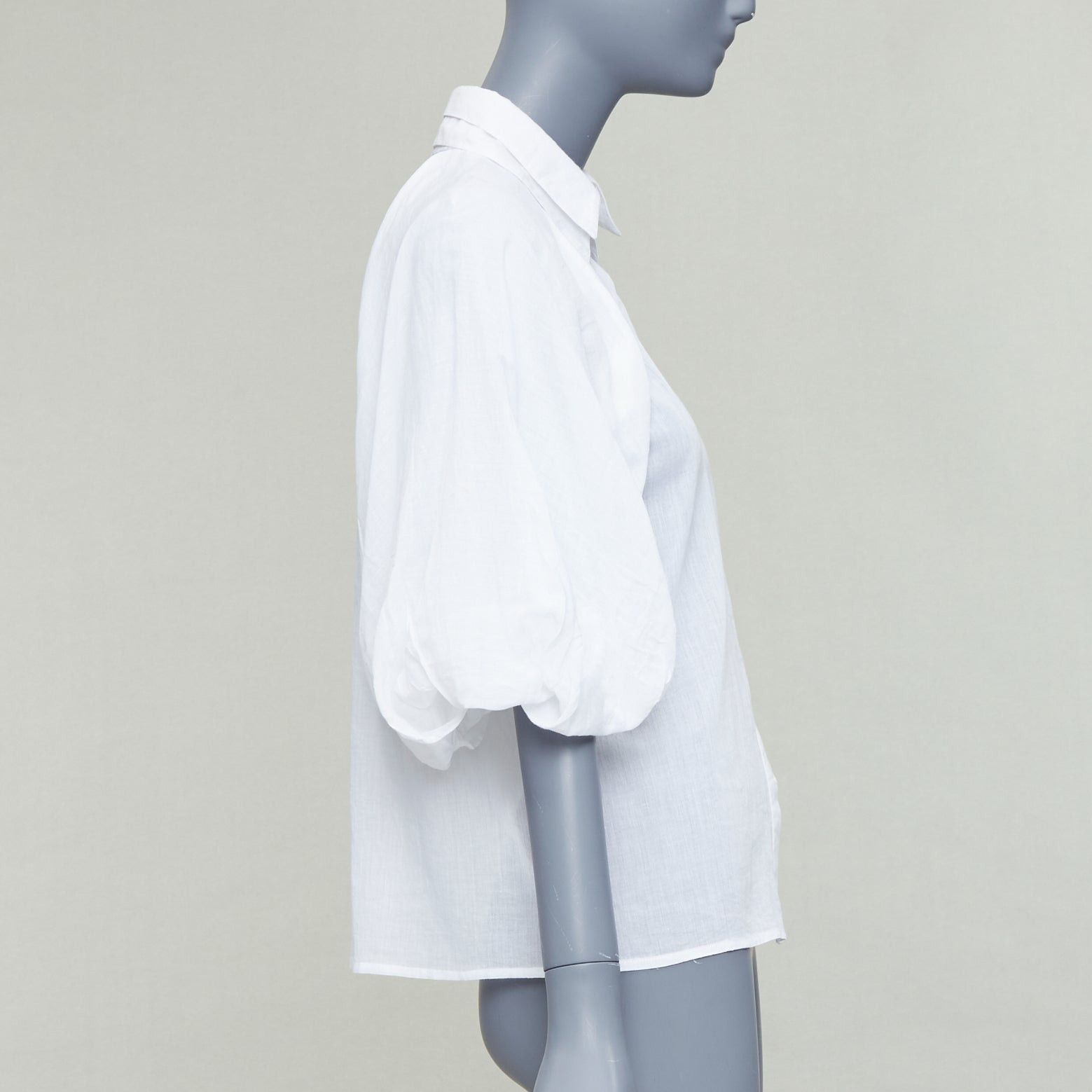 Aje AJE white cotton Victorian puff sleeve double collar shirt UK6 XS Size XS / US 0-2 / IT 36-38 - 4 Thumbnail