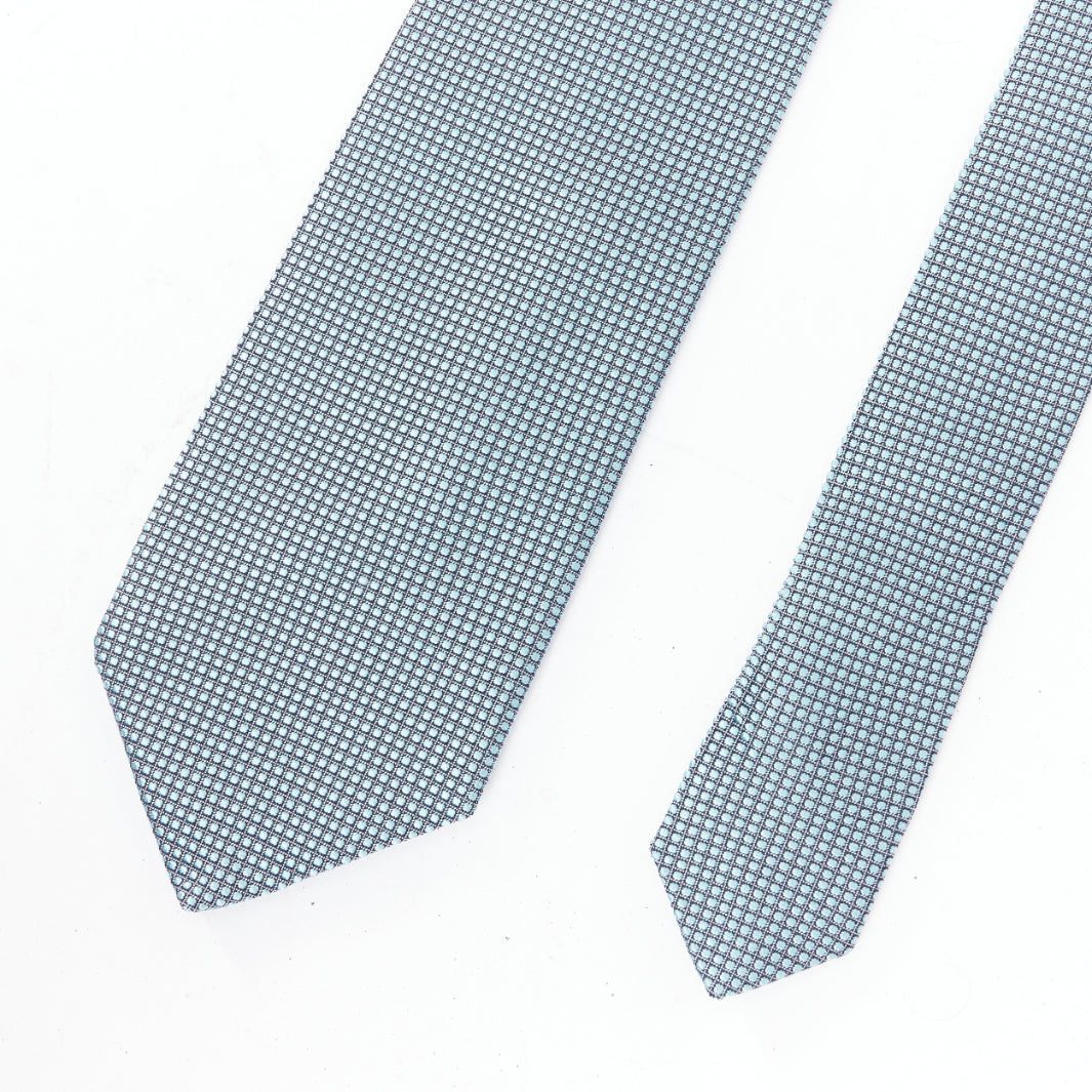 Patek Philippe PATEK PHILLIPE 2011 100% silk blue grid jacquard wide dress tie Size ONE SIZE - 3 Thumbnail