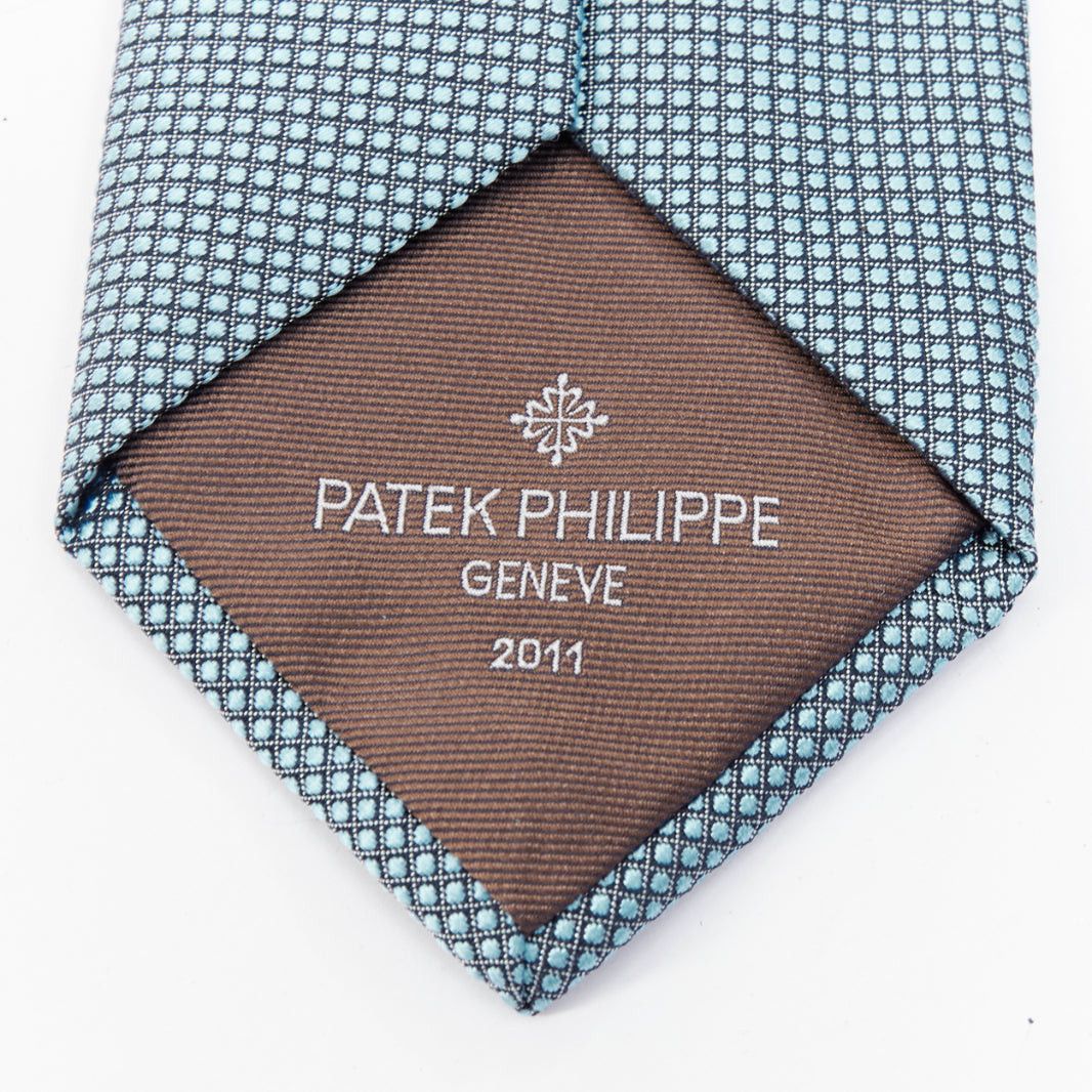 Patek Philippe PATEK PHILLIPE 2011 100% silk blue grid jacquard wide dress tie Size ONE SIZE - 5 Thumbnail
