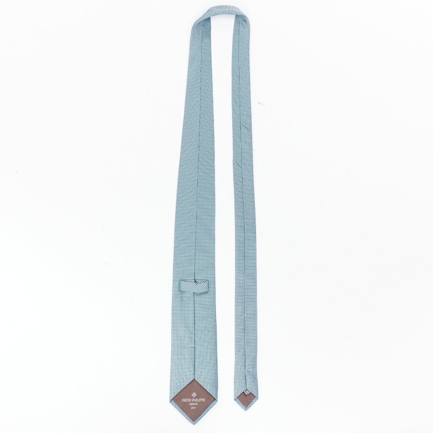 Patek Philippe PATEK PHILLIPE 2011 100% silk blue grid jacquard wide dress tie Size ONE SIZE - 4 Thumbnail