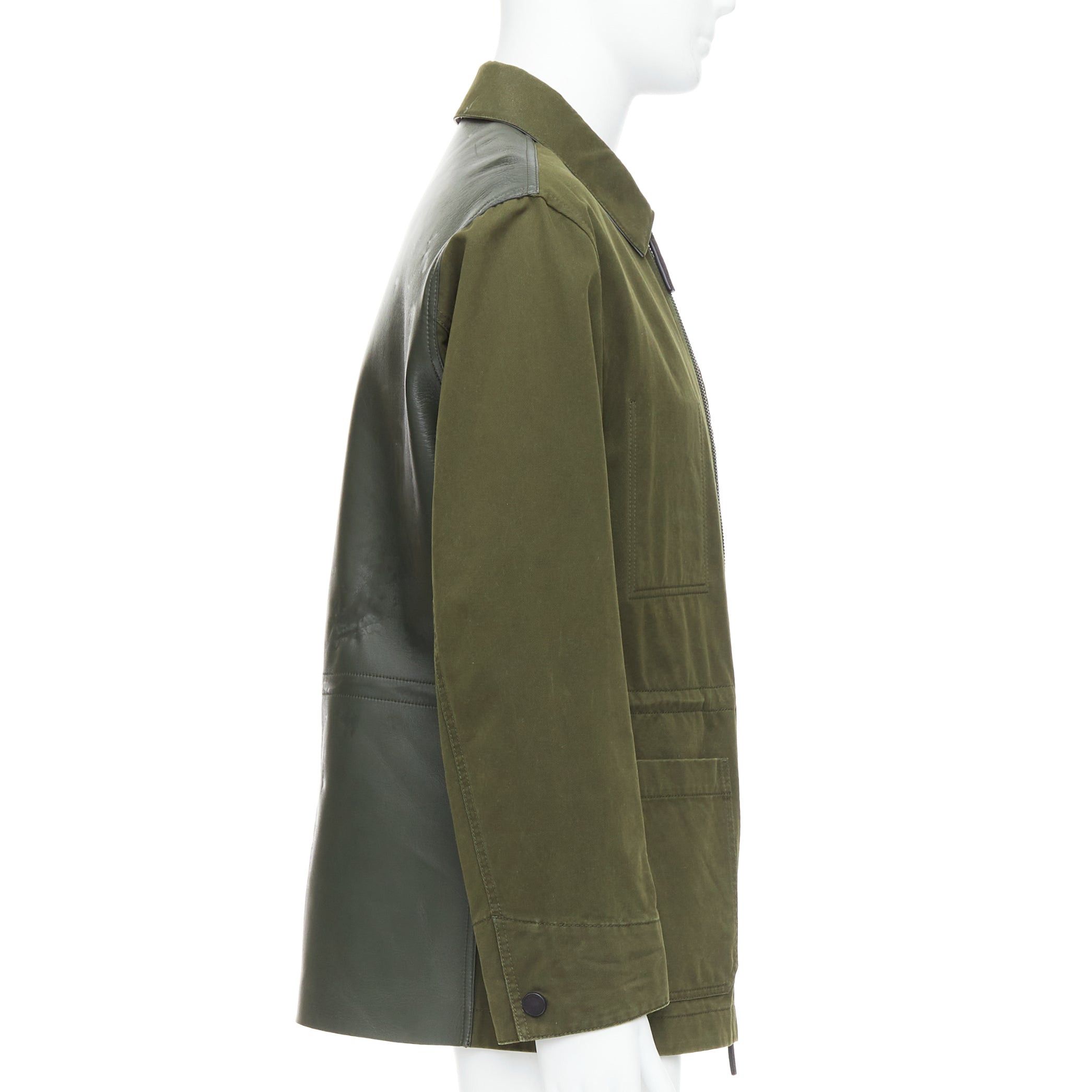 Berluti BERLUTI Haider Ackermann Runway green cotton leather back safari coat IT50 L Size US L / EU 52-54 / 3 - 5 Thumbnail