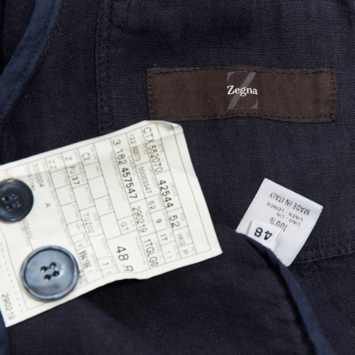 Ermenegildo Zegna ERMENEGILDO ZEGNA navy linen 3 pockets stand collar light blazer IT48 M Size 48R - 9 Thumbnail
