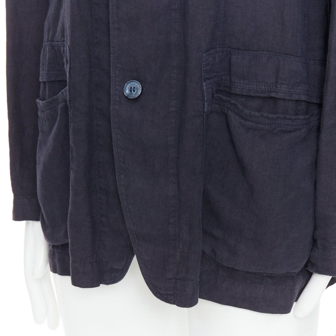 Ermenegildo Zegna ERMENEGILDO ZEGNA navy linen 3 pockets stand collar light blazer IT48 M Size 48R - 8 Thumbnail