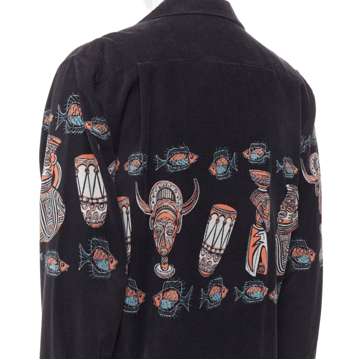 Beams Plus rare BEAMS PLUS Beamswear black aboriginal corduroy ethnic print overshirt L Size 50R - 7 Thumbnail