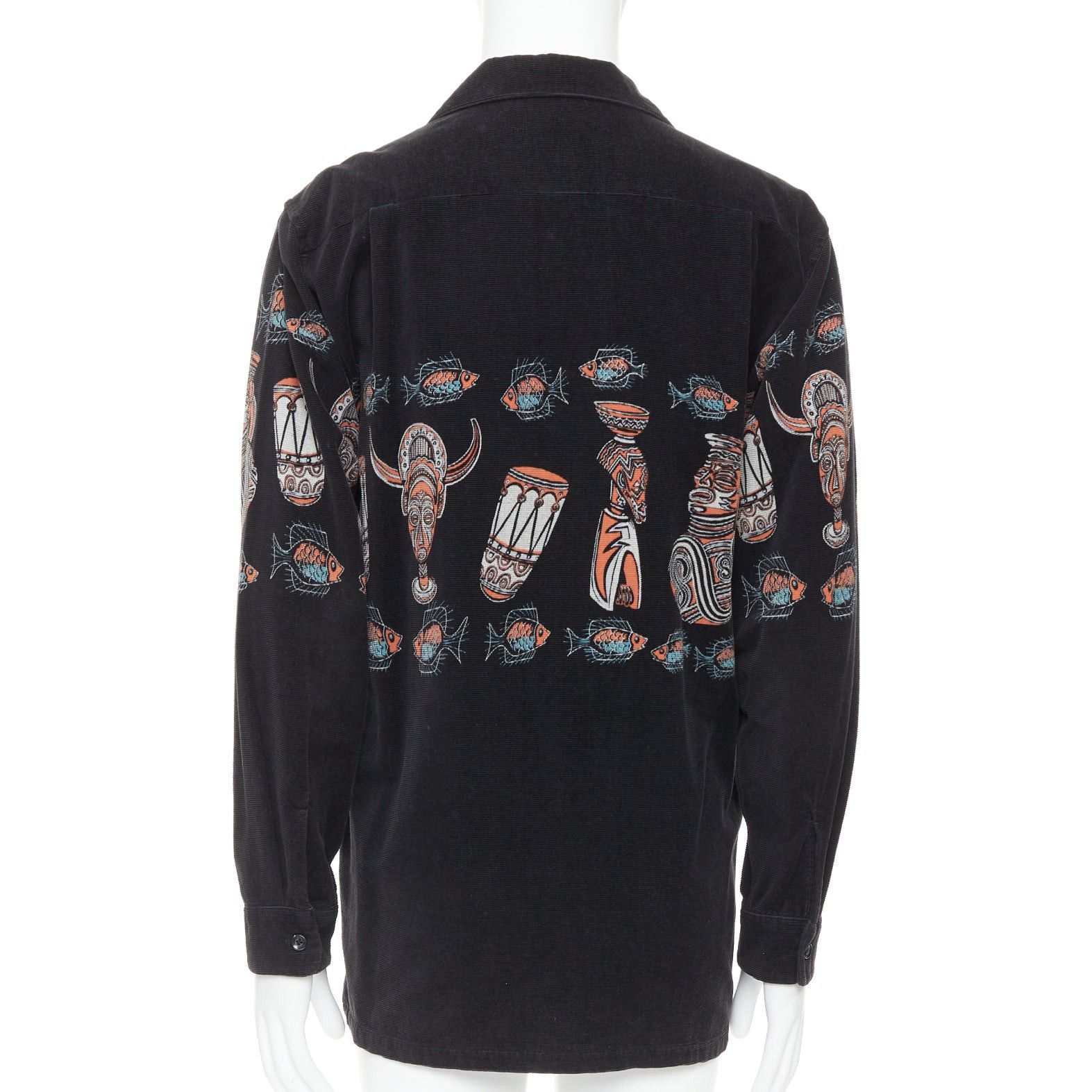 Beams Plus rare BEAMS PLUS Beamswear black aboriginal corduroy ethnic print overshirt L Size 50R - 5 Thumbnail