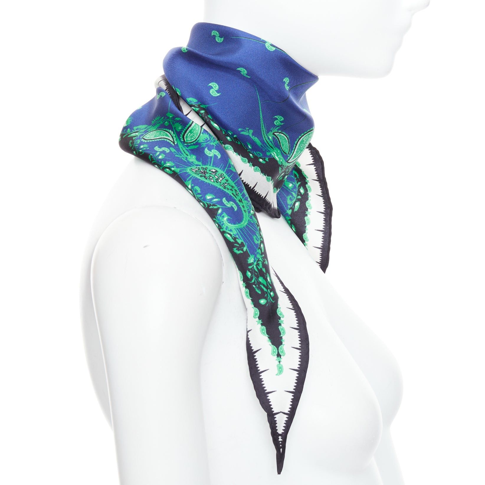 Haider Ackermann HAIDER ACKERMANN 2017 Runway blue green paisley print triangle scarf Size ONE SIZE - 4 Thumbnail