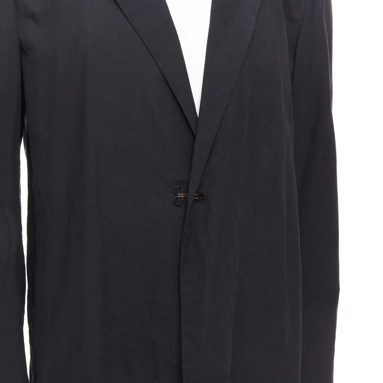 Attachment ATTACHMENT Kazuyuki Kumagai black cotton angular hem relaxed blazer JP3 L Size 50R - 7 Thumbnail