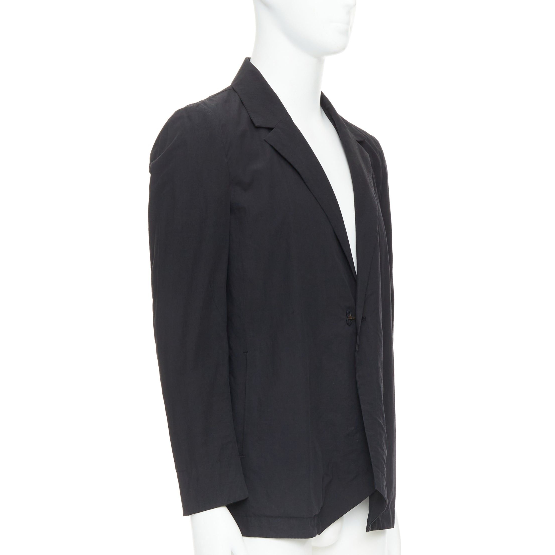Attachment ATTACHMENT Kazuyuki Kumagai black cotton angular hem relaxed blazer JP3 L Size 50R - 3 Thumbnail