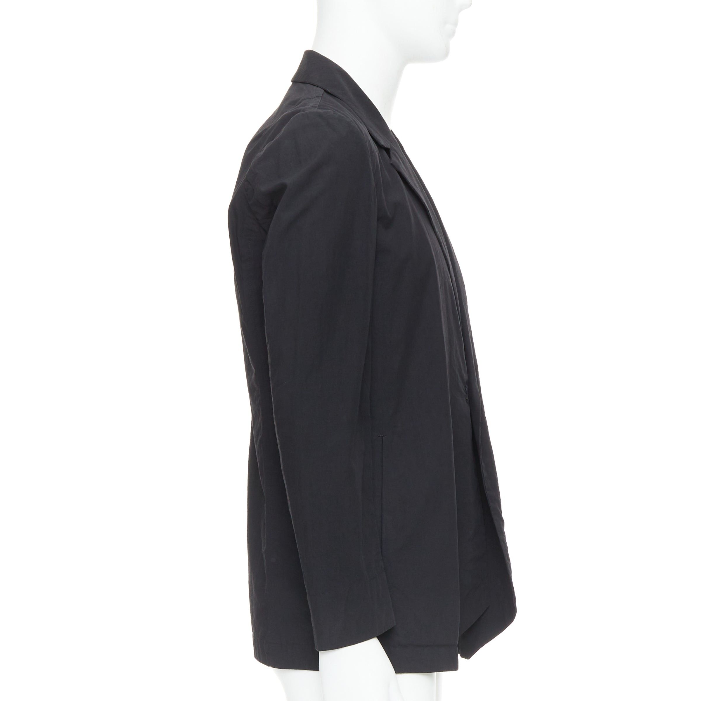 Attachment ATTACHMENT Kazuyuki Kumagai black cotton angular hem relaxed blazer JP3 L Size 50R - 4 Thumbnail