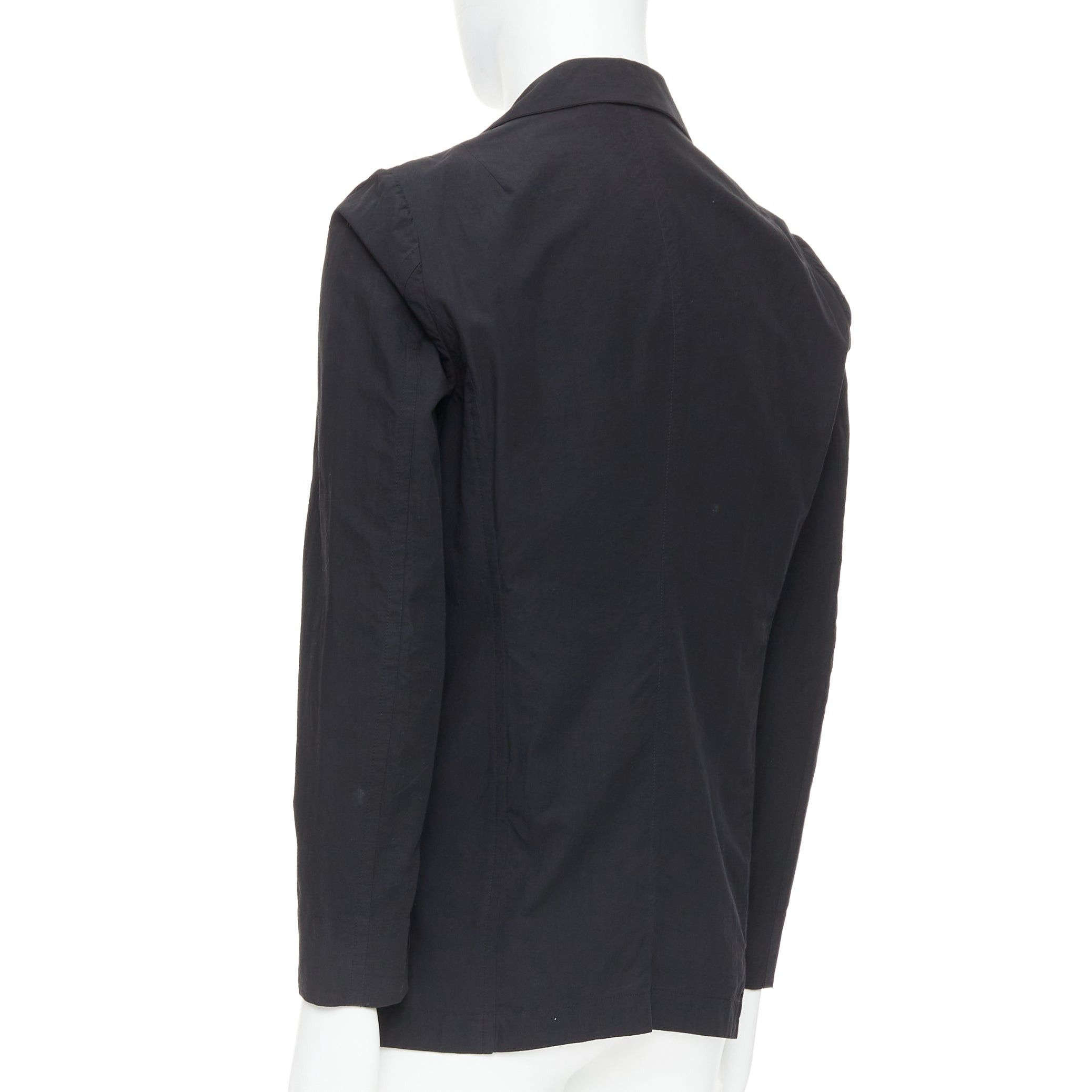 Attachment ATTACHMENT Kazuyuki Kumagai black cotton angular hem relaxed blazer JP3 L Size 50R - 6 Thumbnail
