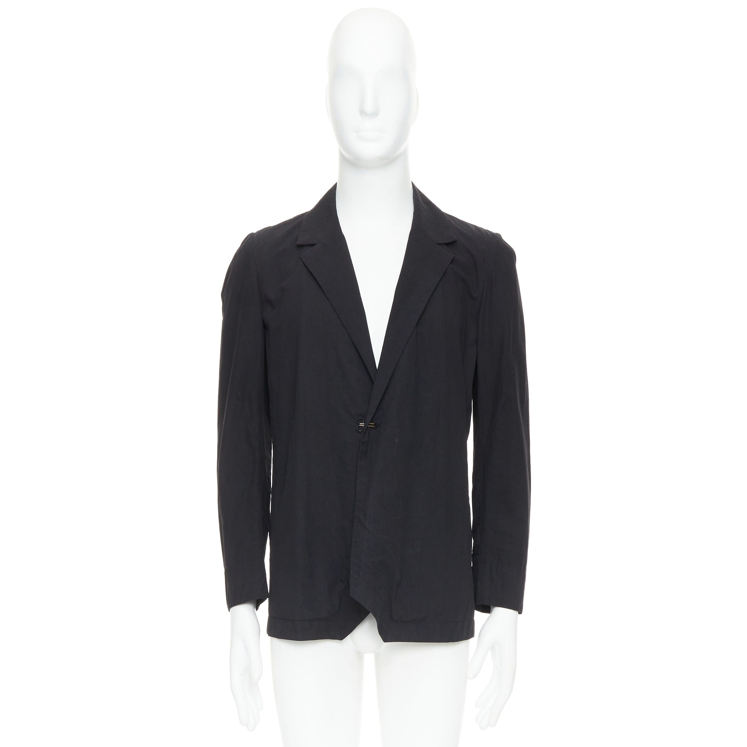Attachment ATTACHMENT Kazuyuki Kumagai black cotton angular hem relaxed blazer JP3 L Size 50R - 9 Thumbnail