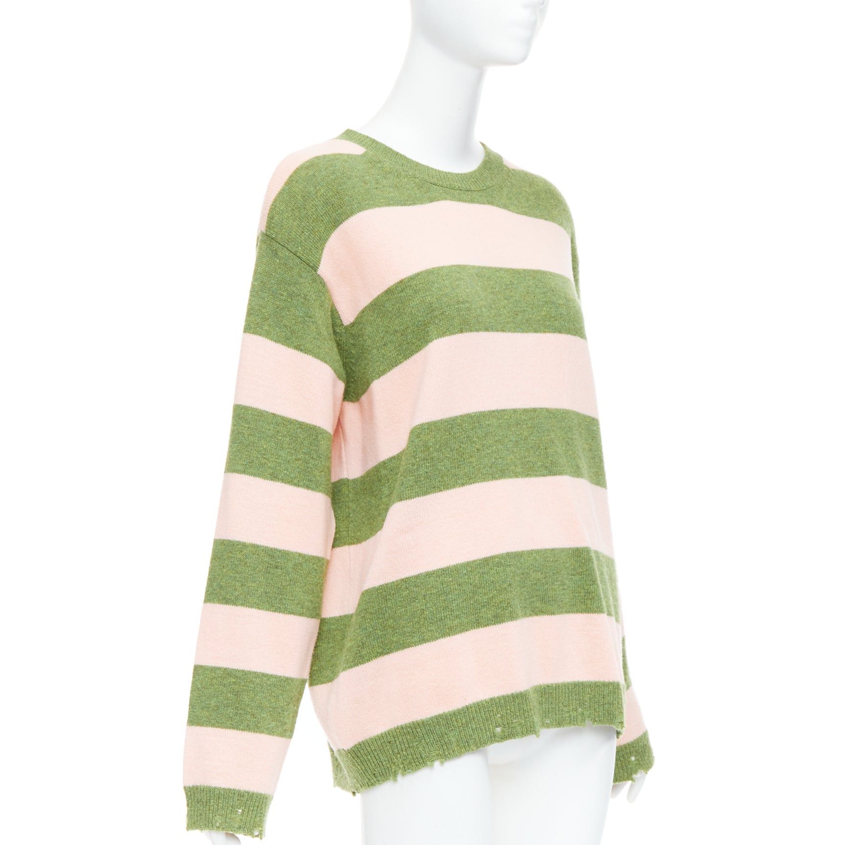 Marc Jacobs MARC JACOBS Grunge Sweater pink green distressed wool oversized sweater M Size M / US 6-8 / IT 42-44 - 3 Thumbnail