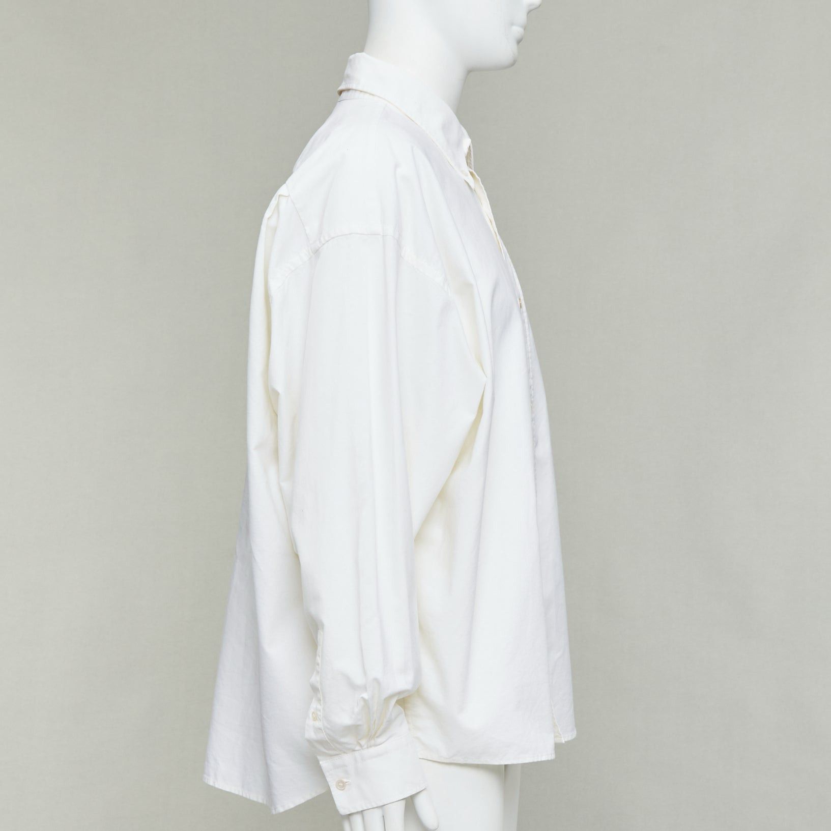 Acne Studios ACNE STUDIOS cream cotton cocoon silhouette AS embroidered shirt FR50 L Size US L / EU 52-54 / 3 - 4 Thumbnail