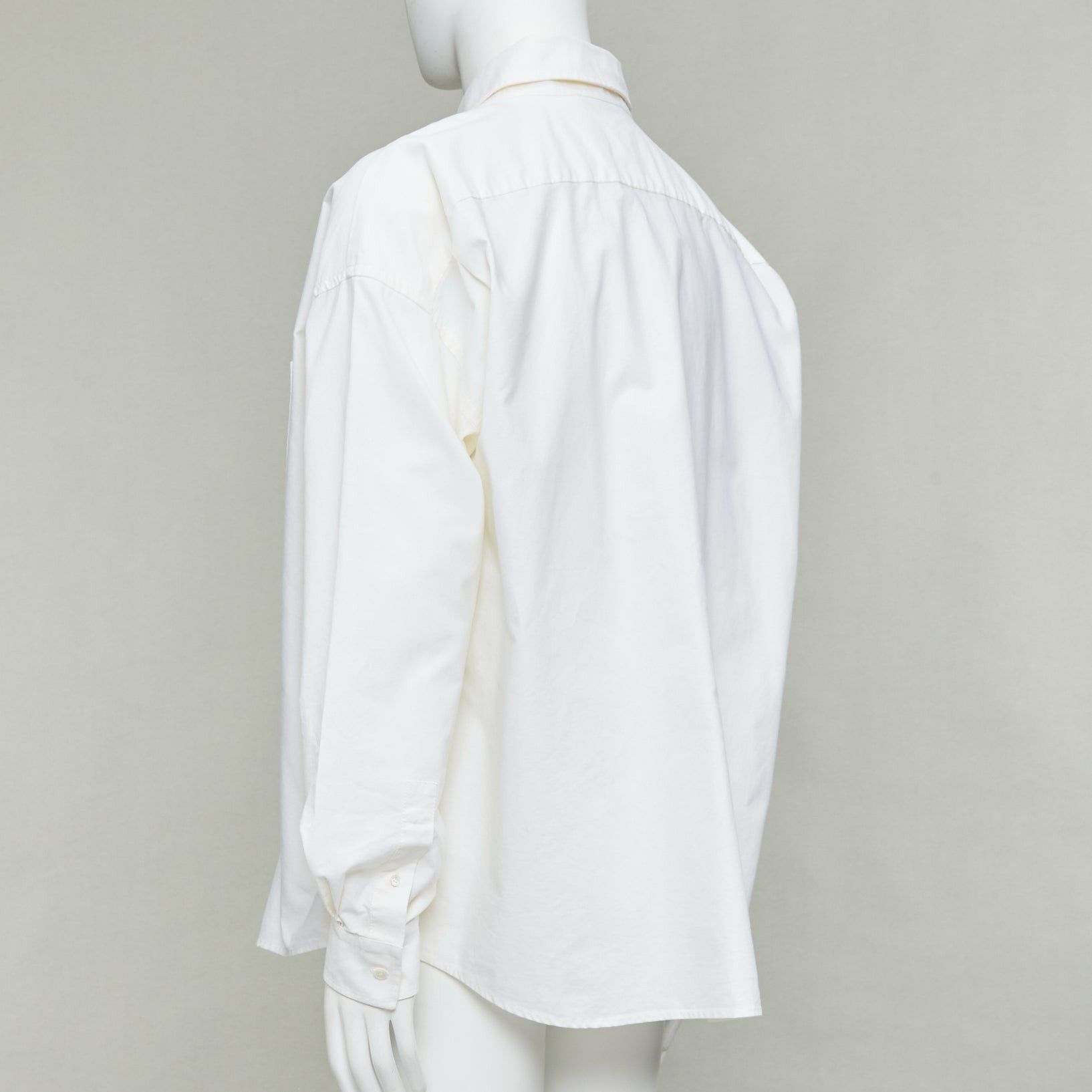 Acne Studios ACNE STUDIOS cream cotton cocoon silhouette AS embroidered shirt FR50 L Size US L / EU 52-54 / 3 - 6 Thumbnail