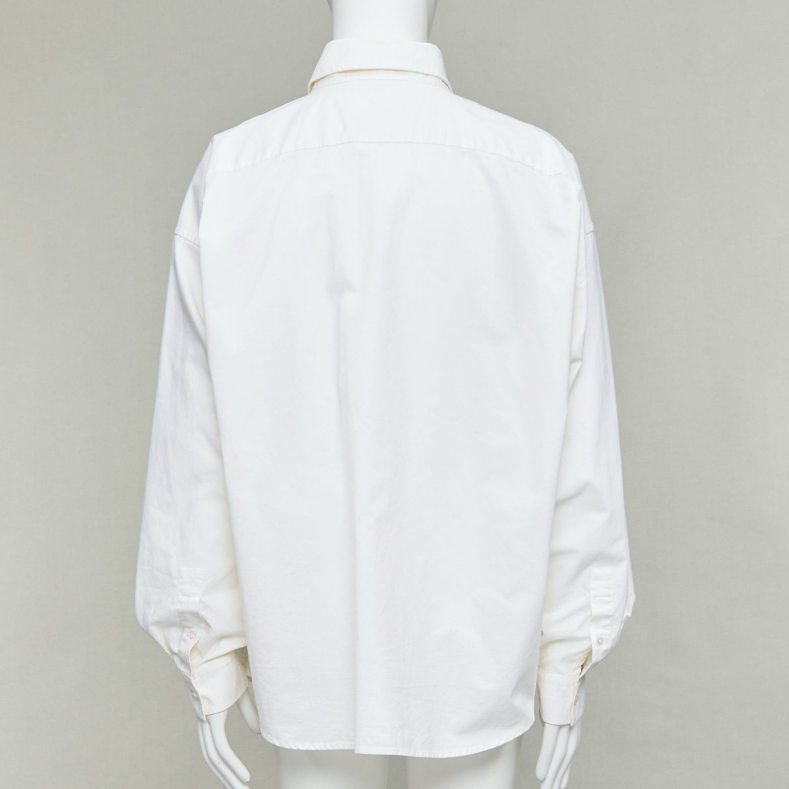 Acne Studios ACNE STUDIOS cream cotton cocoon silhouette AS embroidered shirt FR50 L Size US L / EU 52-54 / 3 - 5 Thumbnail