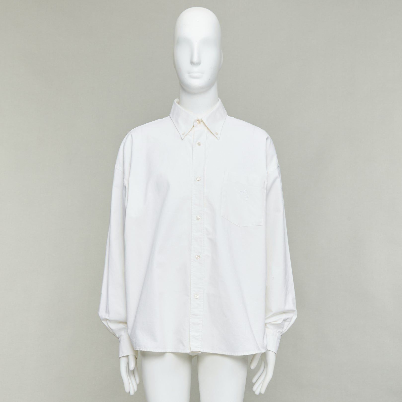 Acne Studios ACNE STUDIOS cream cotton cocoon silhouette AS embroidered shirt FR50 L Size US L / EU 52-54 / 3 - 9 Thumbnail