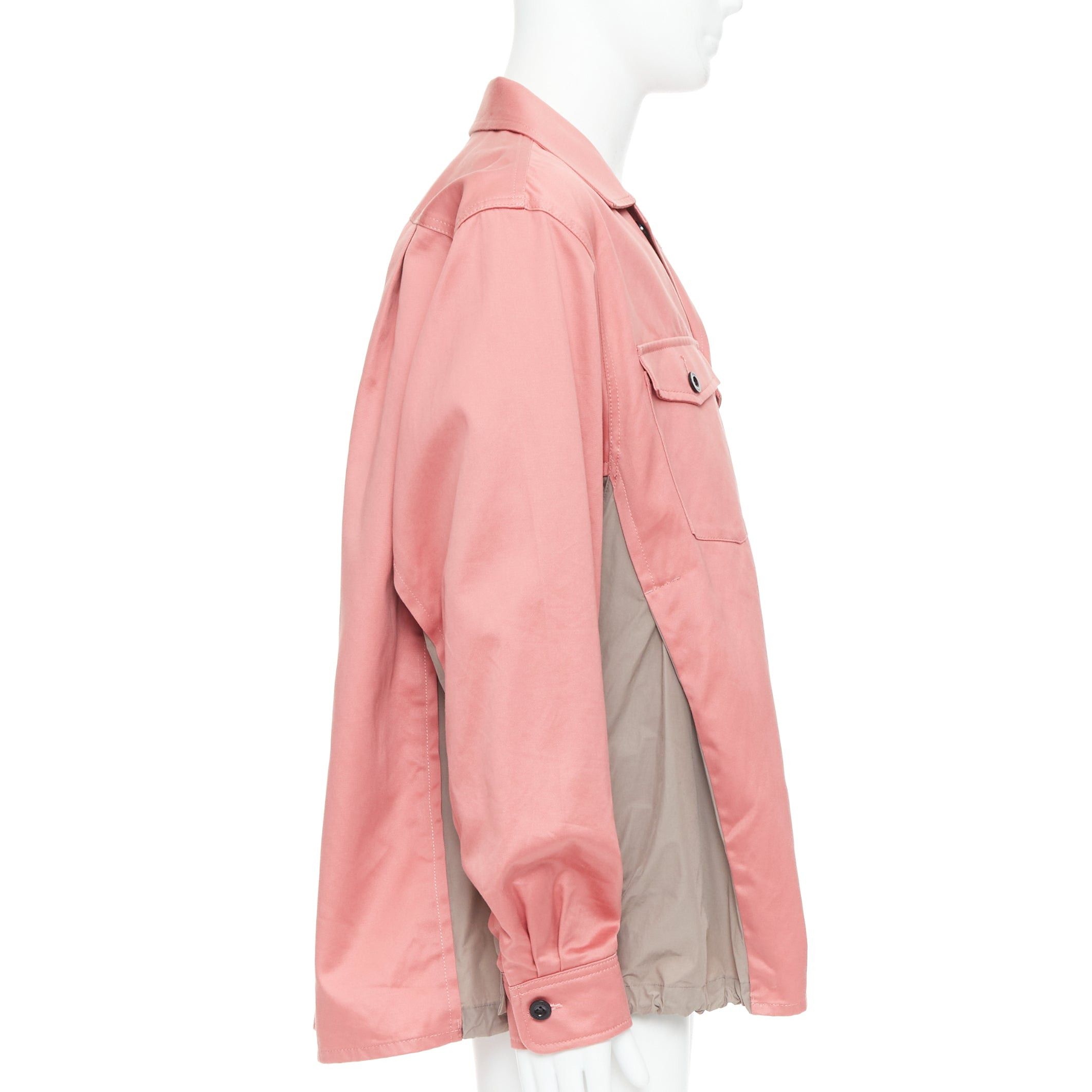 Sacai SACAI 2022 pink grey cotton nylon flared inserts safari boxy shirt JP3 L Size US L / EU 52-54 / 3 - 4 Thumbnail