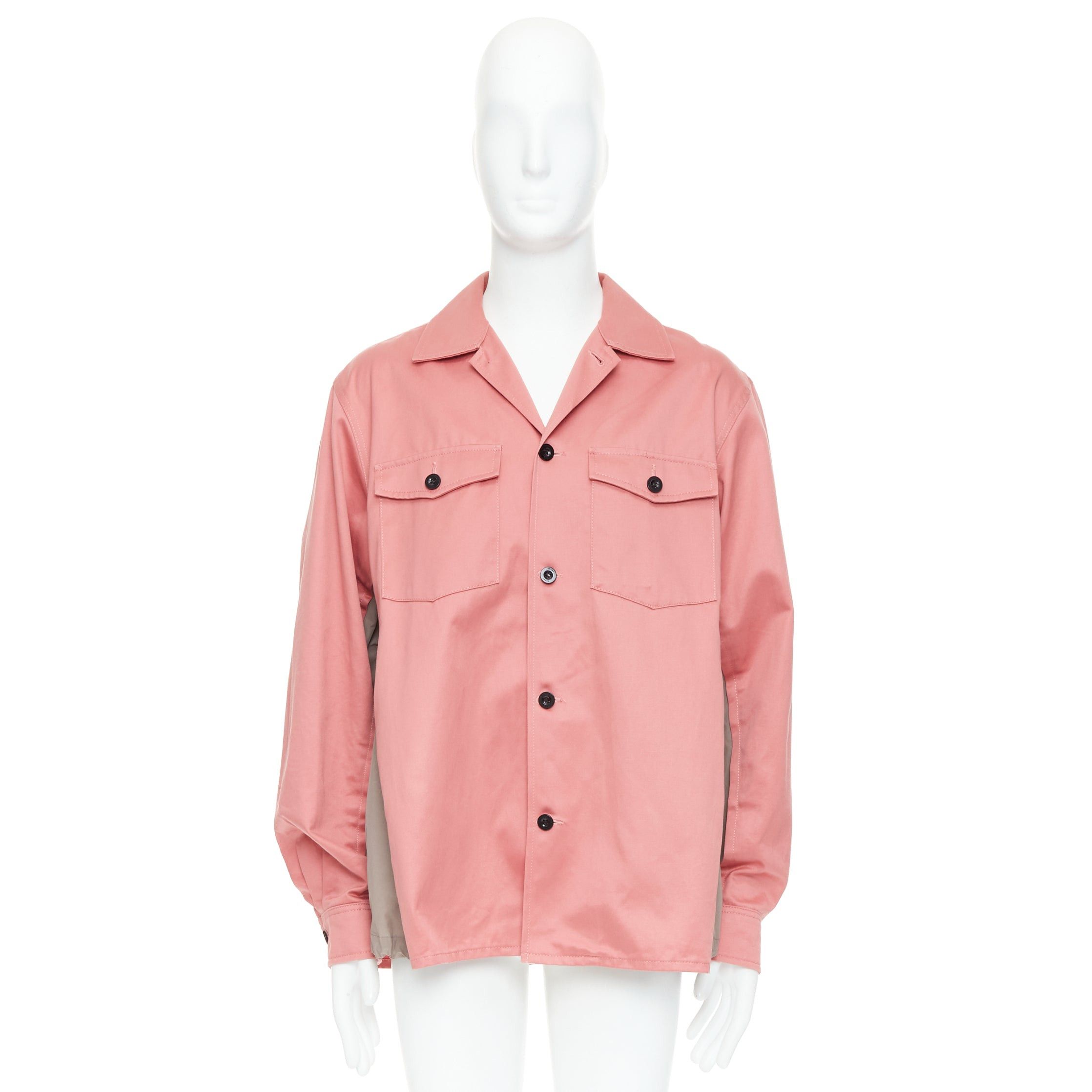 Sacai SACAI 2022 pink grey cotton nylon flared inserts safari boxy shirt JP3 L Size US L / EU 52-54 / 3 - 9 Thumbnail