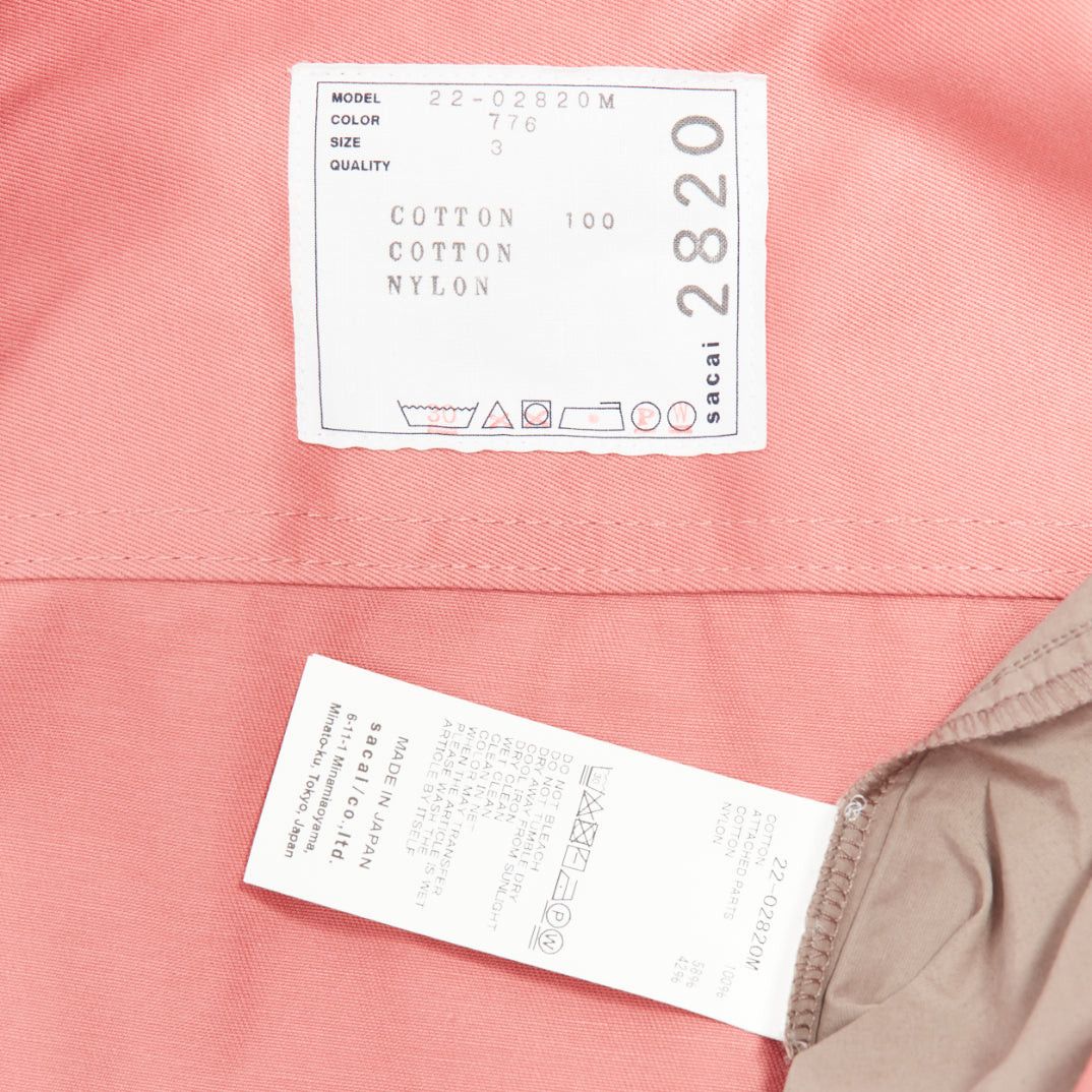 Sacai SACAI 2022 pink grey cotton nylon flared inserts safari boxy shirt JP3 L Size US L / EU 52-54 / 3 - 8 Thumbnail