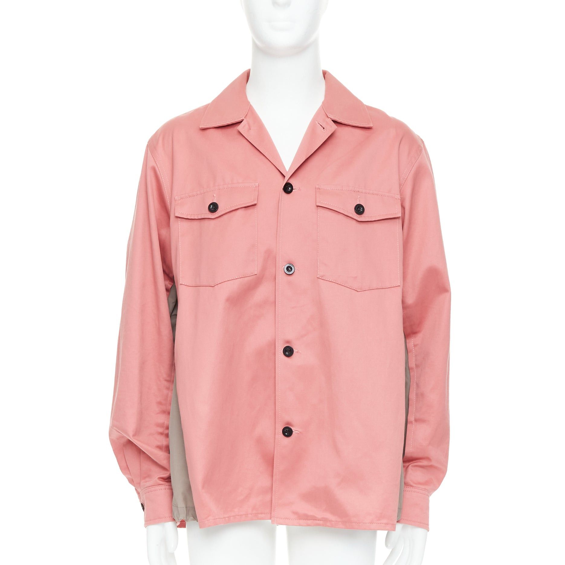 Sacai SACAI 2022 pink grey cotton nylon flared inserts safari boxy shirt JP3 L Size US L / EU 52-54 / 3 - 3 Thumbnail