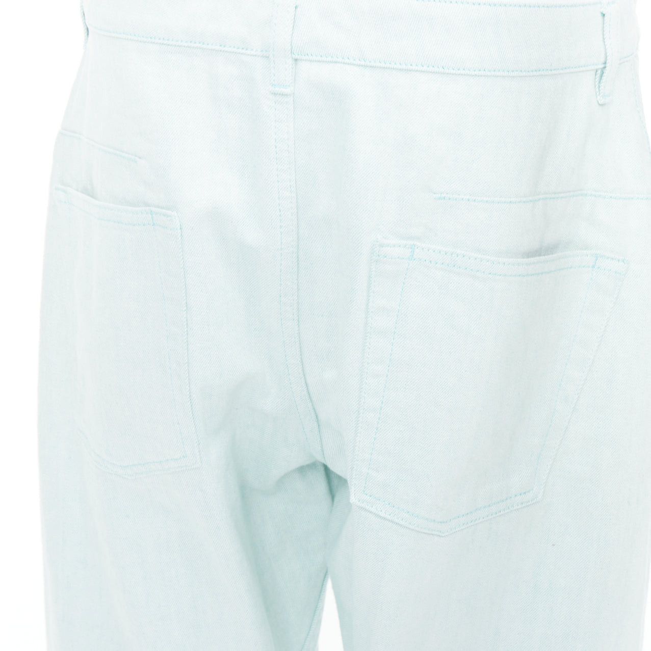 Jil Sander JIL SANDER washed green cotton frayed hem wide leg jeans FR40 S Size 30" / US 8 / IT 44 - 7 Thumbnail