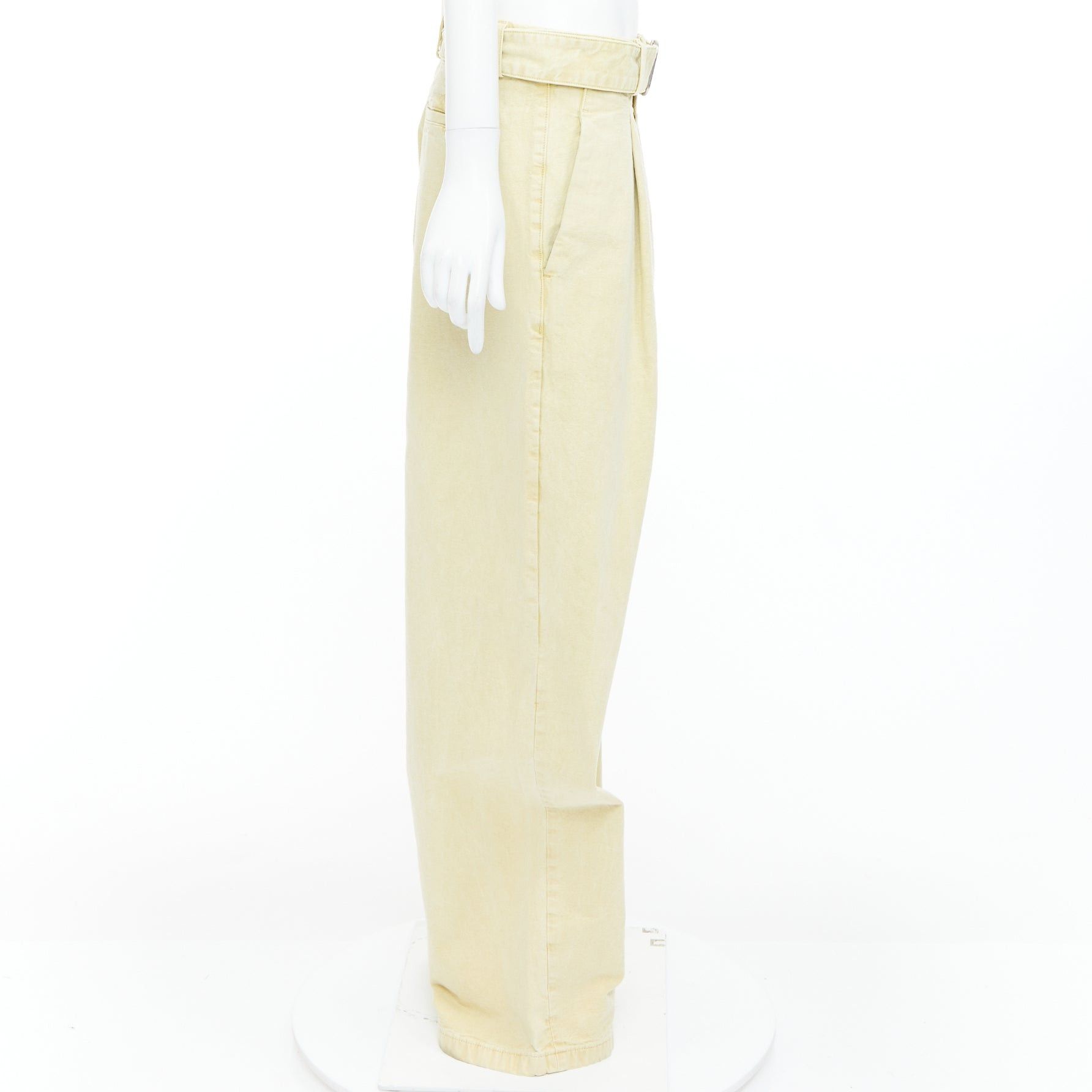 Jil Sander JIL SANDER + washed yellow cotton belted wide leg pants FR38 M Size 28" / US 6 / IT 42 - 4 Thumbnail