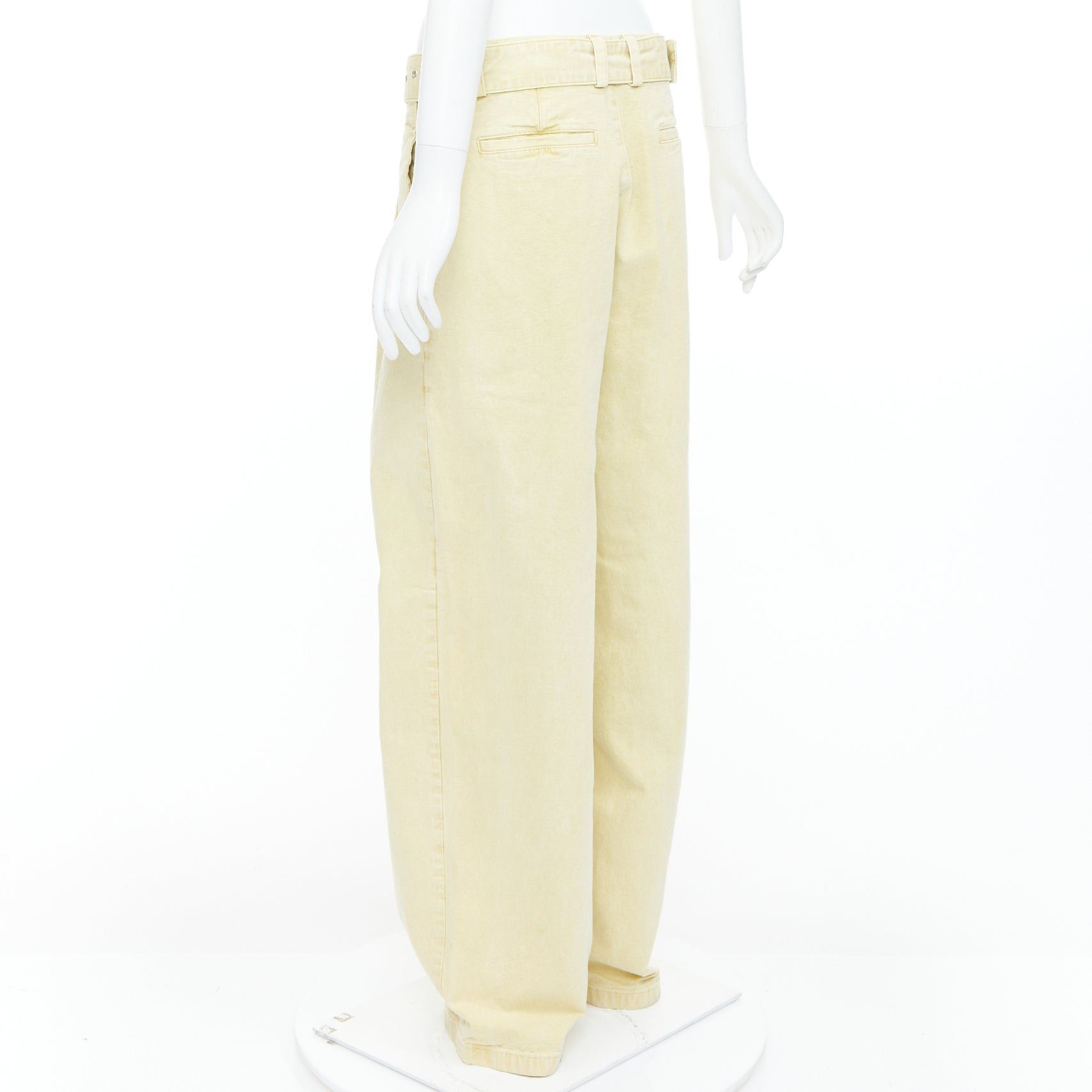 Jil Sander JIL SANDER + washed yellow cotton belted wide leg pants FR38 M Size 28" / US 6 / IT 42 - 6 Thumbnail