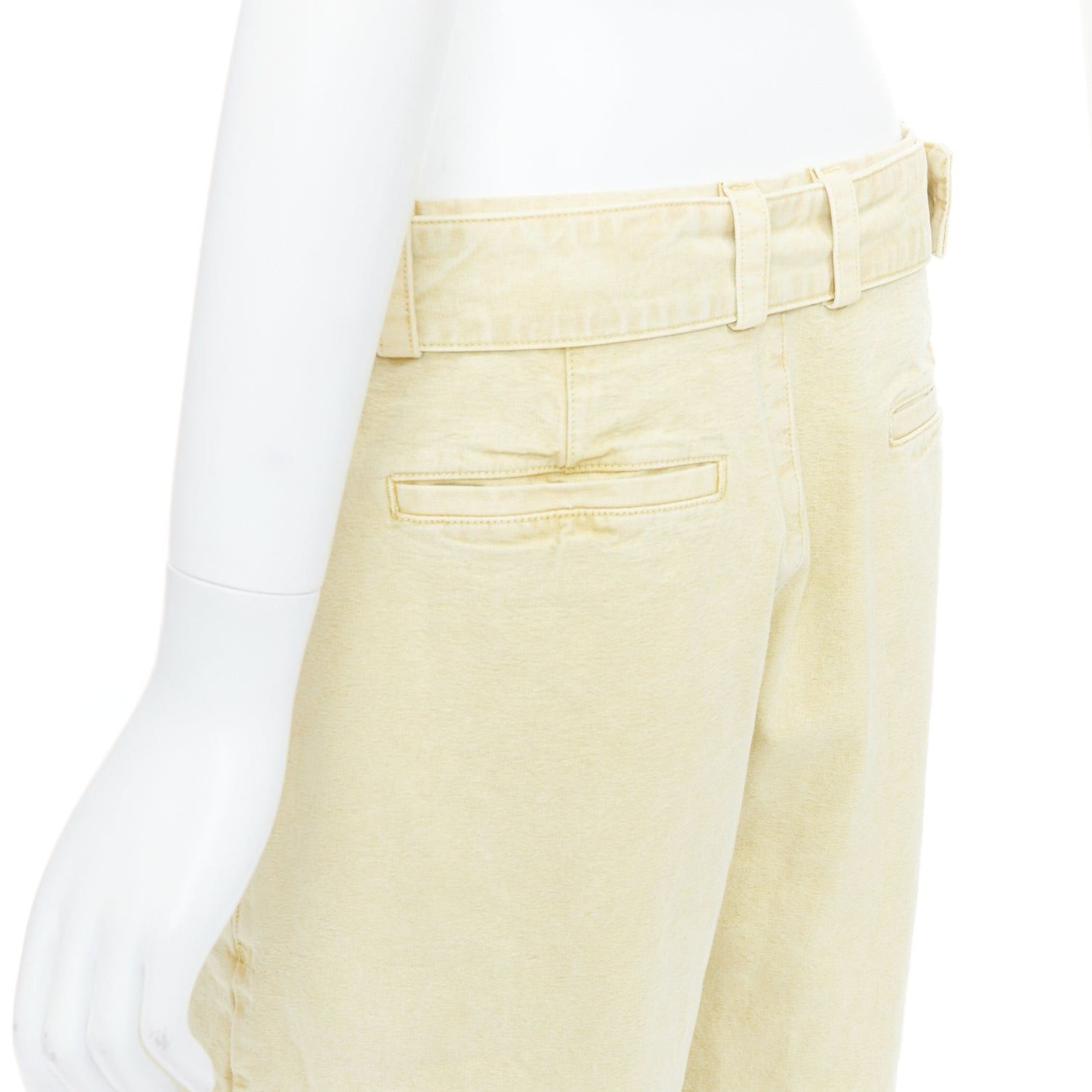 Jil Sander JIL SANDER + washed yellow cotton belted wide leg pants FR38 M Size 28" / US 6 / IT 42 - 7 Thumbnail