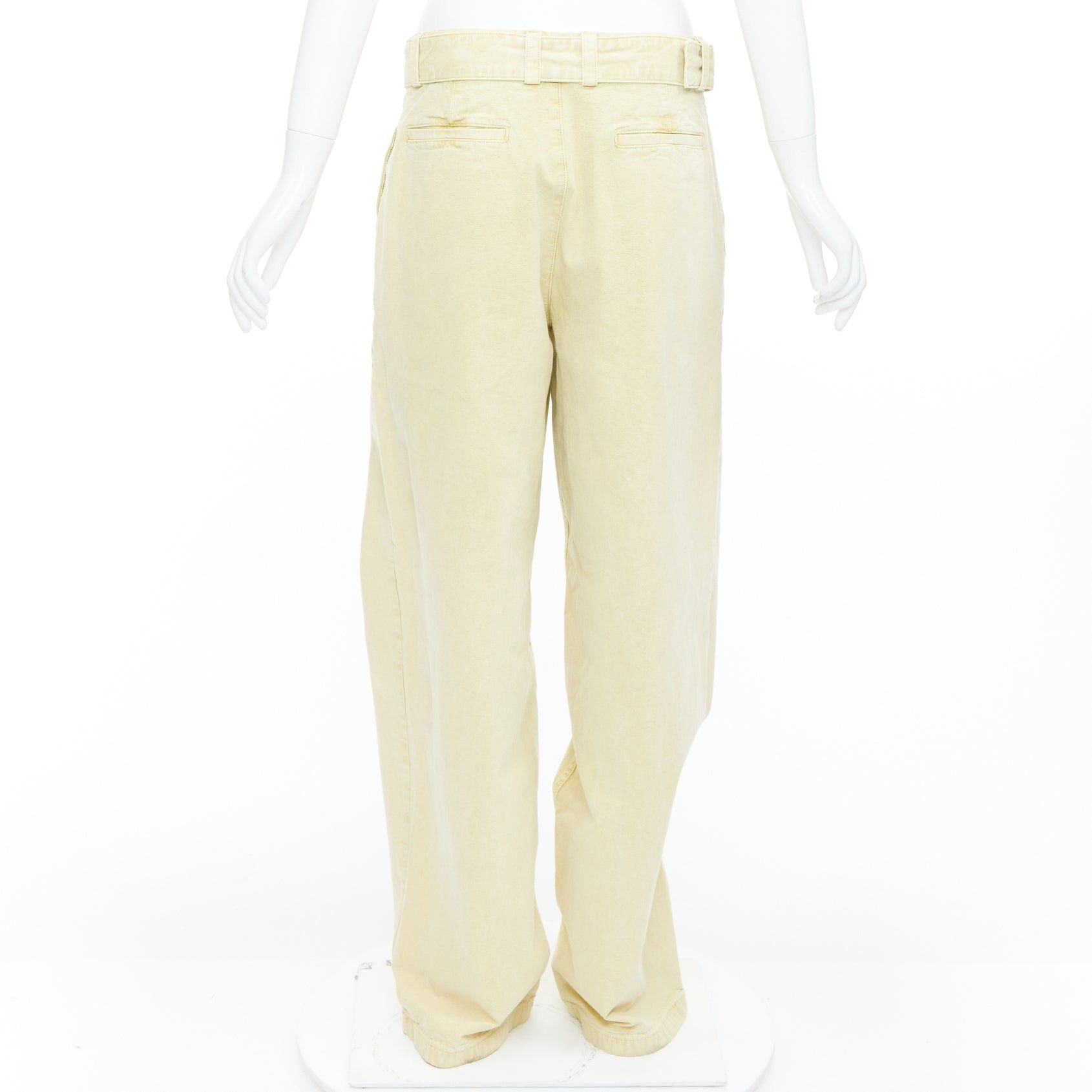 Jil Sander JIL SANDER + washed yellow cotton belted wide leg pants FR38 M Size 28" / US 6 / IT 42 - 5 Thumbnail