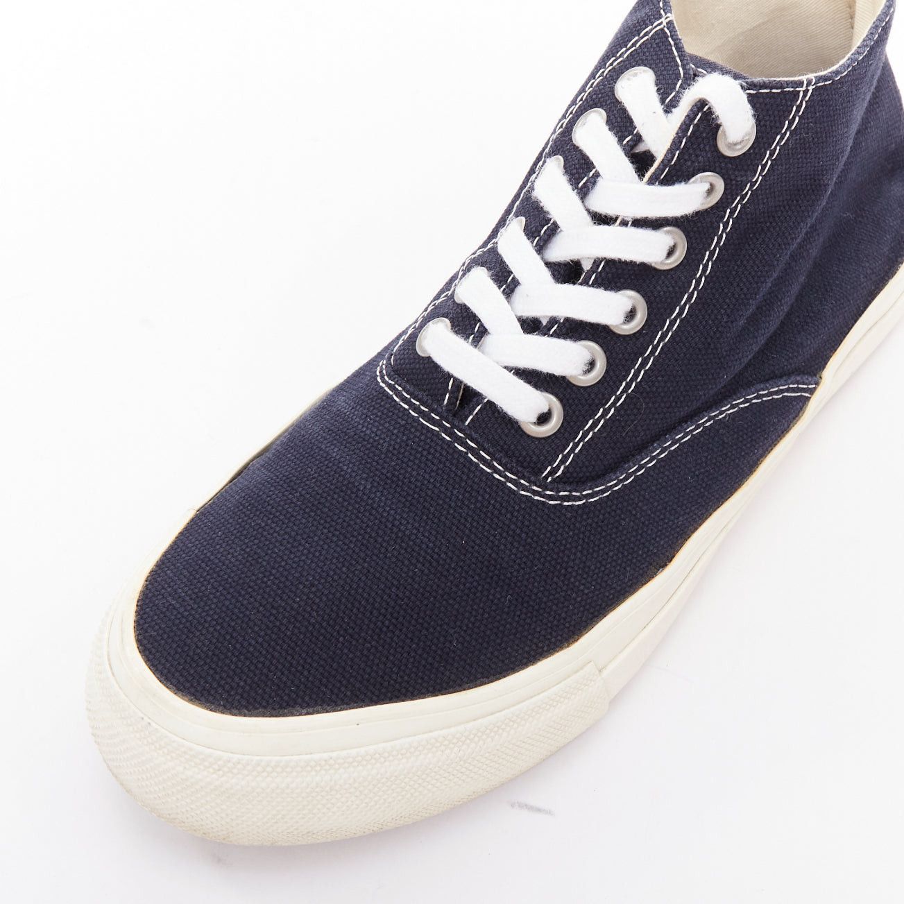 Comme des Garcons COMME DES GARCONS Homme navy canvas mid top skate sneakers EU39 Size US 9 / EU 42 - 7 Thumbnail