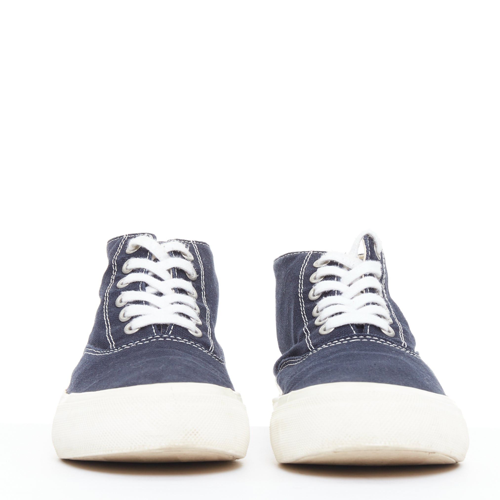 Comme des Garcons COMME DES GARCONS Homme navy canvas mid top skate sneakers EU39 Size US 9 / EU 42 - 3 Thumbnail