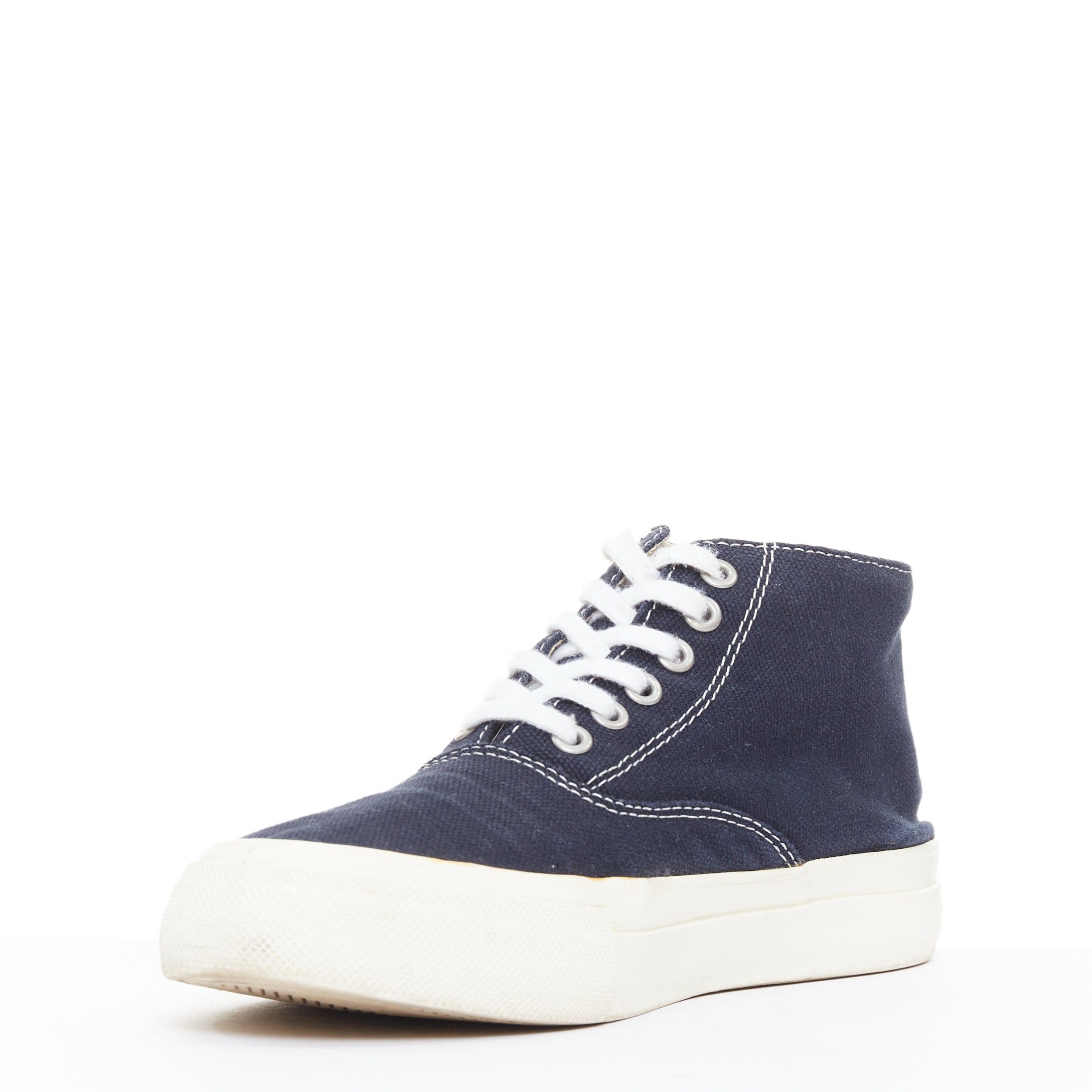 Comme des Garcons COMME DES GARCONS Homme navy canvas mid top skate sneakers EU39 Size US 9 / EU 42 - 4 Thumbnail