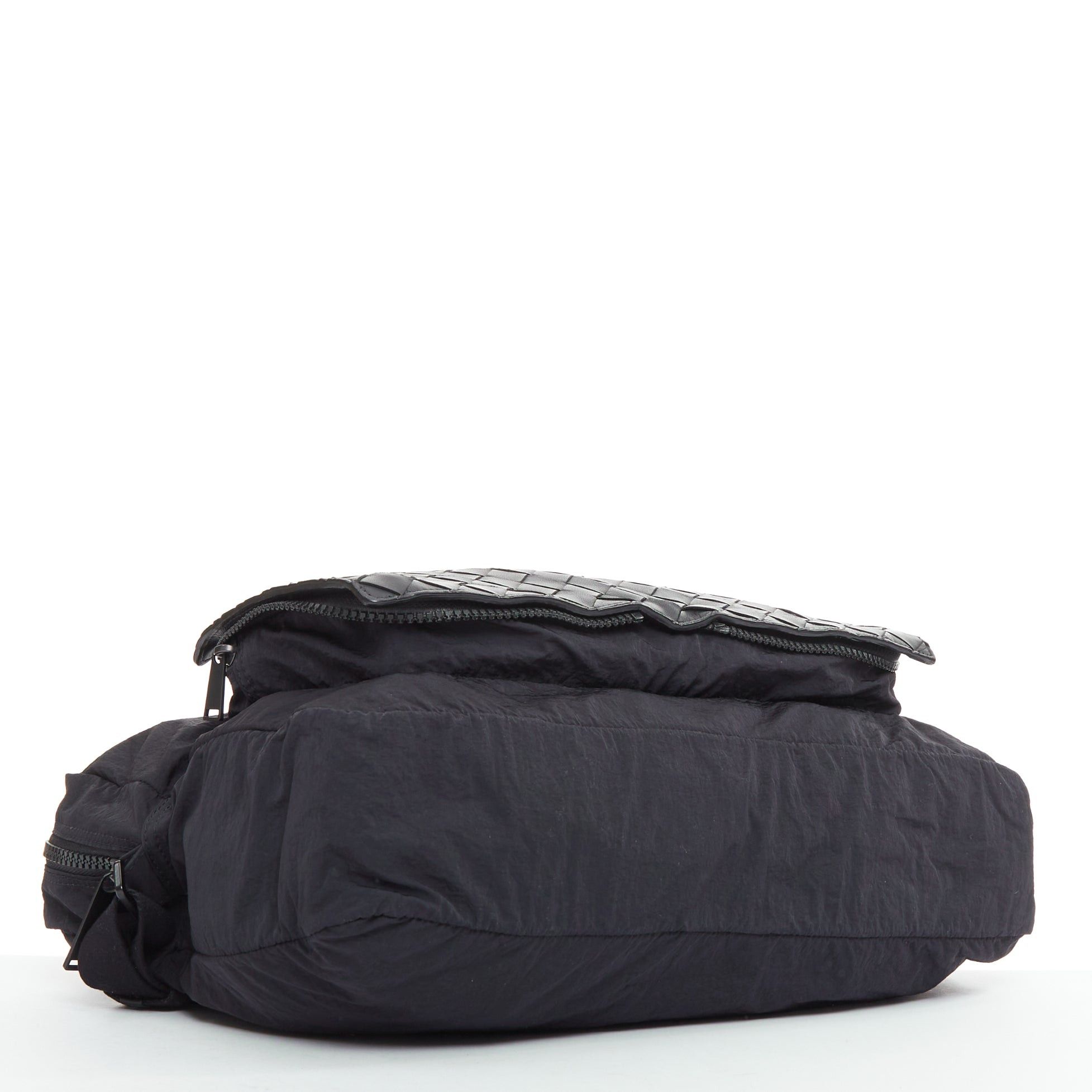 Bottega Veneta BOTTEGA VENETA Intrecciato Foldable black nylon woven leather messenger bag Size ONE SIZE - 6 Thumbnail