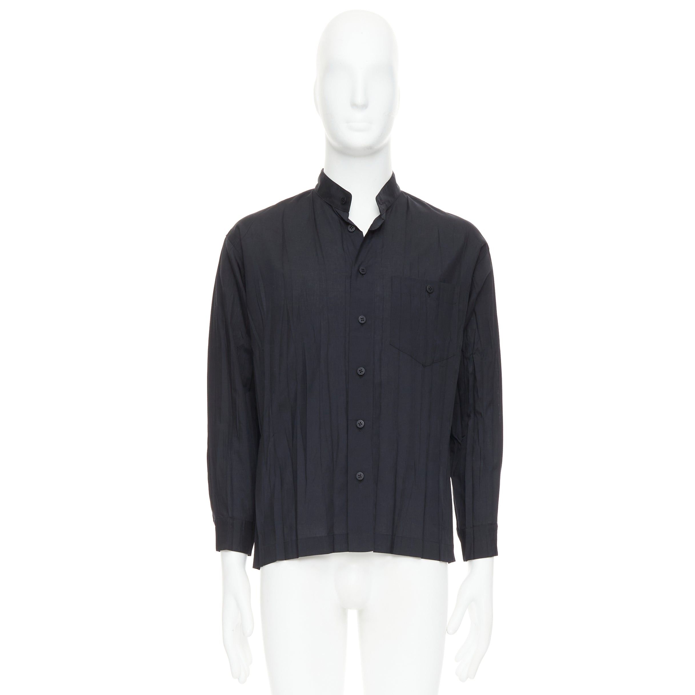 Issey Miyake ISSEY MIYAKE MEN black accordian plisse pleated button down shirt Sz1 S Size US S / EU 44-46 / 1 - 9 Thumbnail