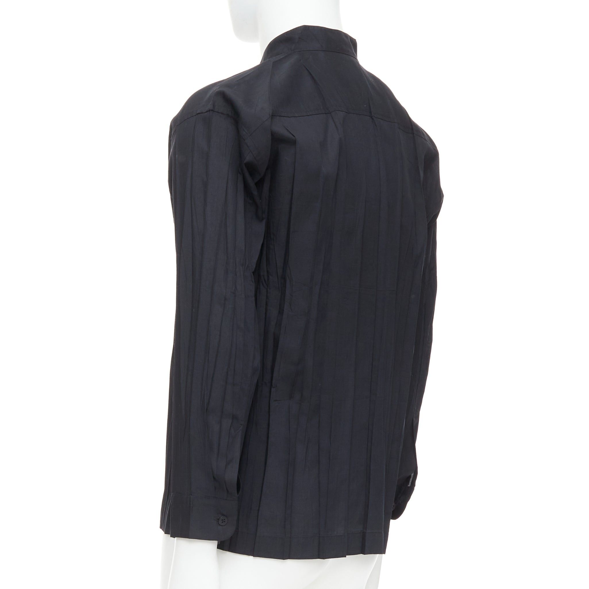 Issey Miyake ISSEY MIYAKE MEN black accordian plisse pleated button down shirt Sz1 S Size US S / EU 44-46 / 1 - 6 Thumbnail