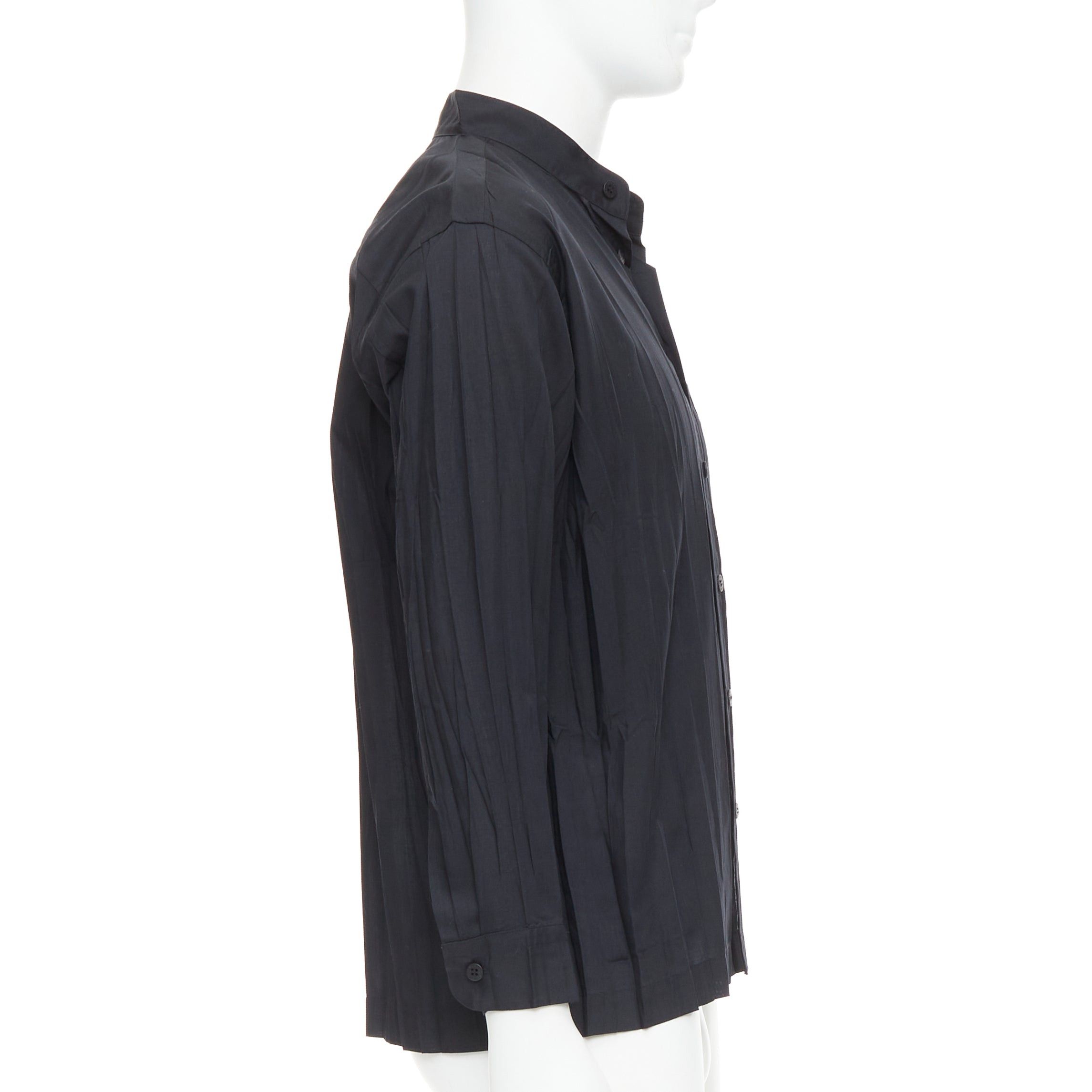 Issey Miyake ISSEY MIYAKE MEN black accordian plisse pleated button down shirt Sz1 S Size US S / EU 44-46 / 1 - 4 Thumbnail