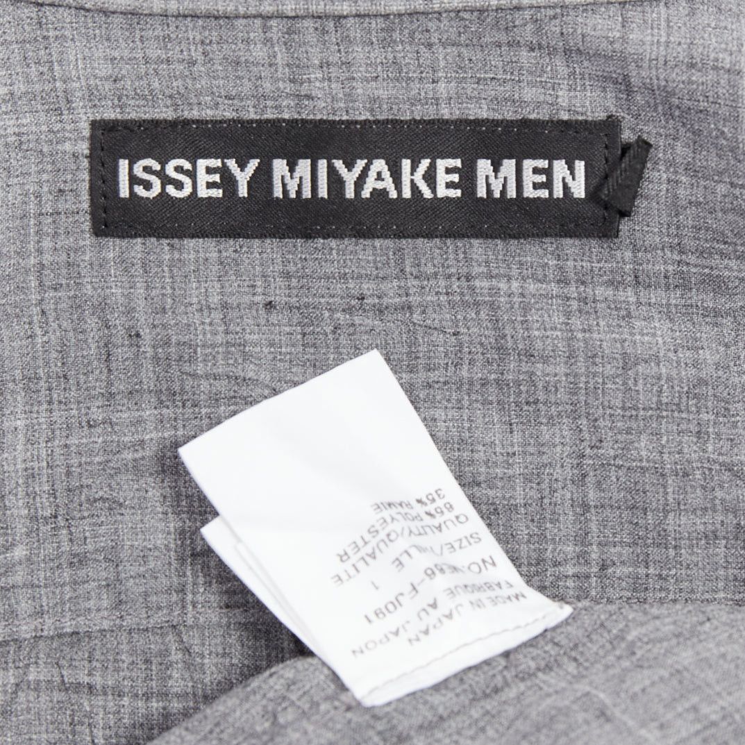 Issey Miyake ISSEY MIYAKE MEN grey polyester ramie crinkled shirt top JP1 S Size US S / EU 44-46 / 1 - 8 Thumbnail